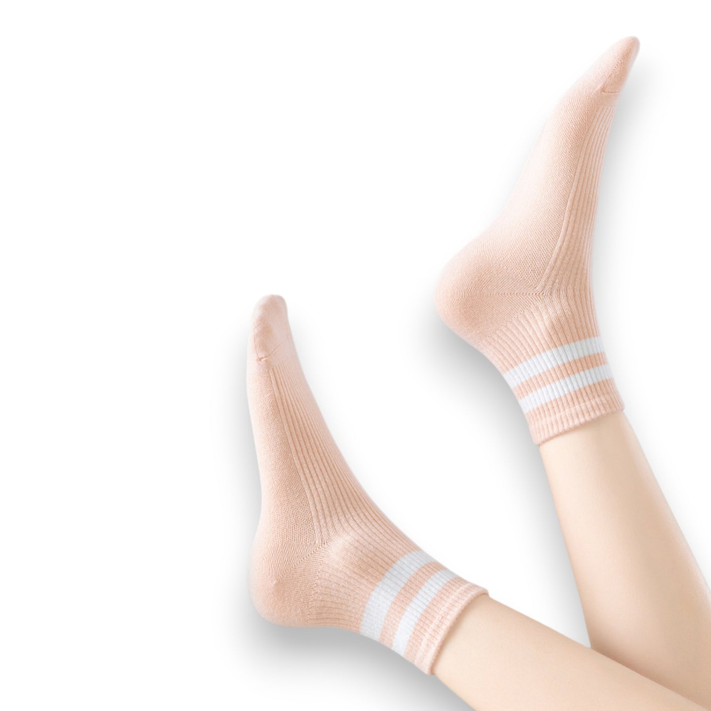 Anna-Kaci Women's 3-Pair Antibacterial and Breathable Ribbed Ankle Socks with Double Stripe Cuffs