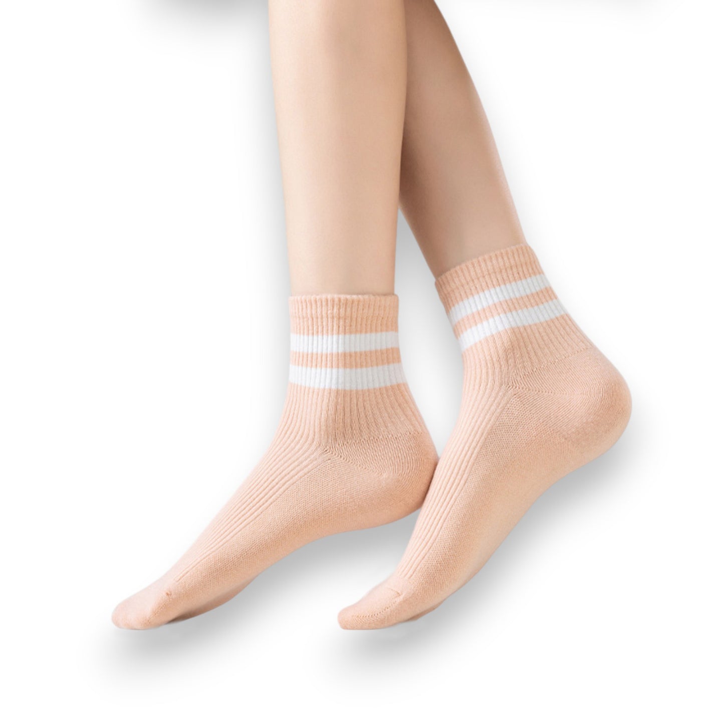 Anna-Kaci Women's 3-Pair Antibacterial and Breathable Ribbed Ankle Socks with Double Stripe Cuffs