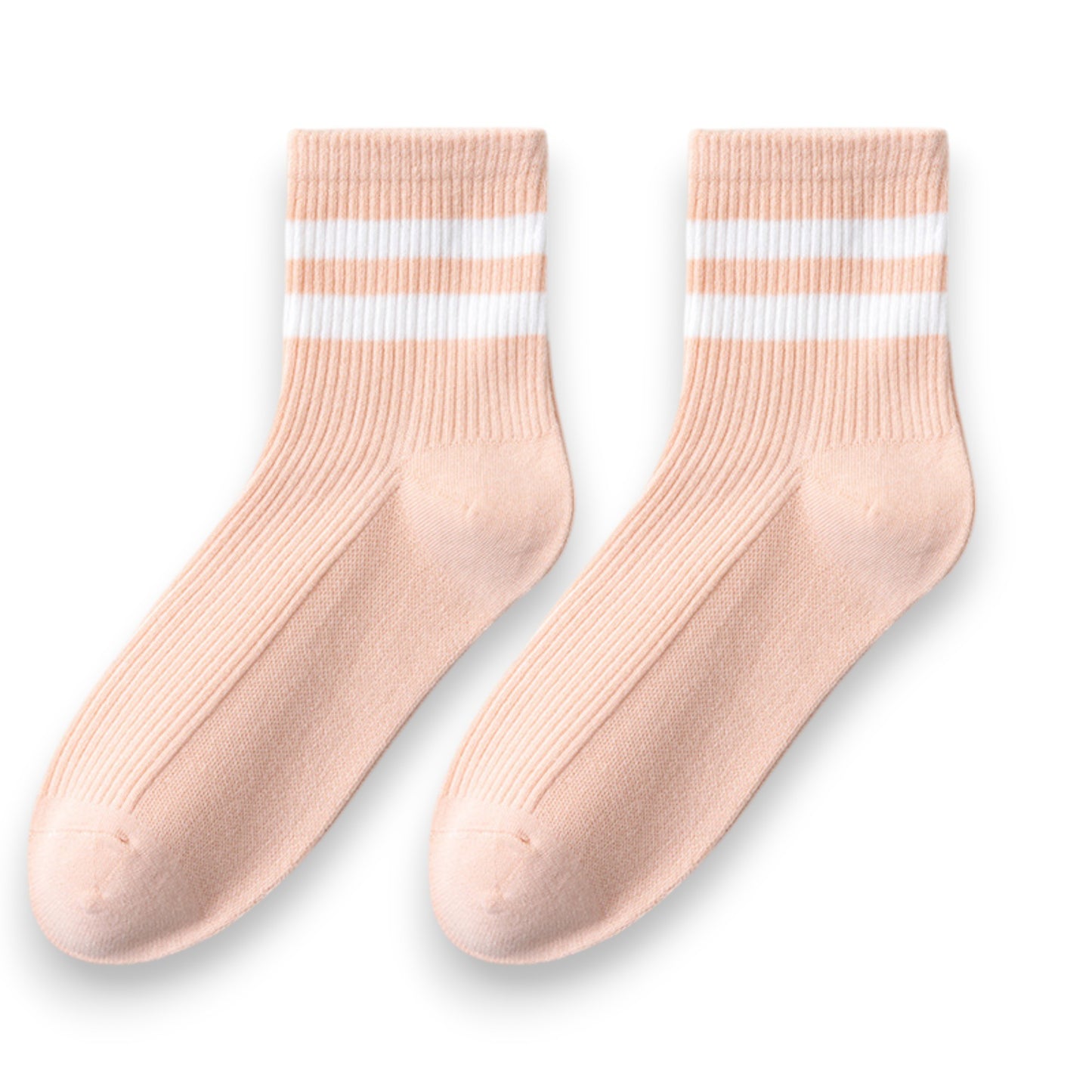 Anna-Kaci Women's 3-Pair Antibacterial and Breathable Ribbed Ankle Socks with Double Stripe Cuffs