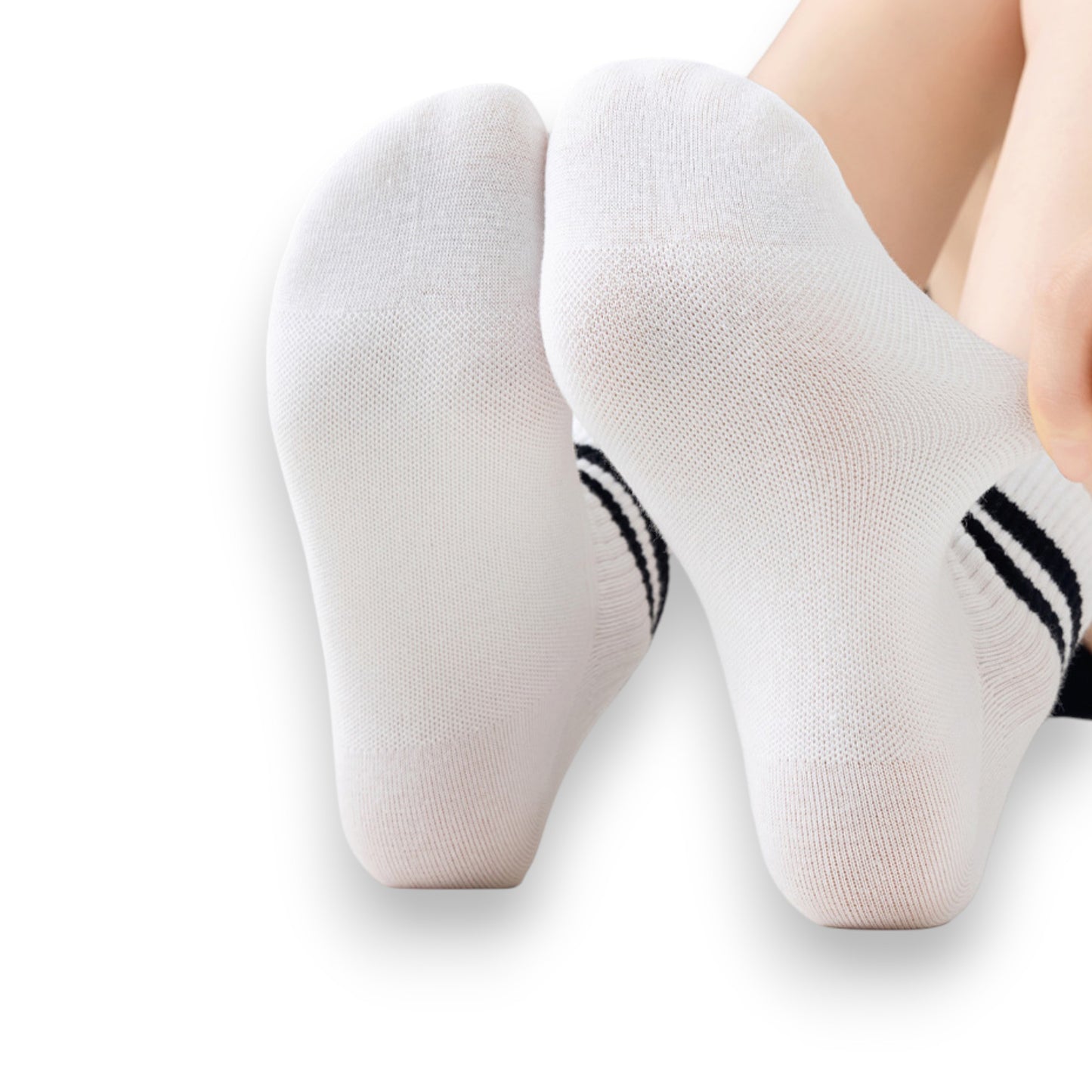 Anna-Kaci Women's 3-Pair Antibacterial and Breathable Ribbed Ankle Socks with Double Stripe Cuffs