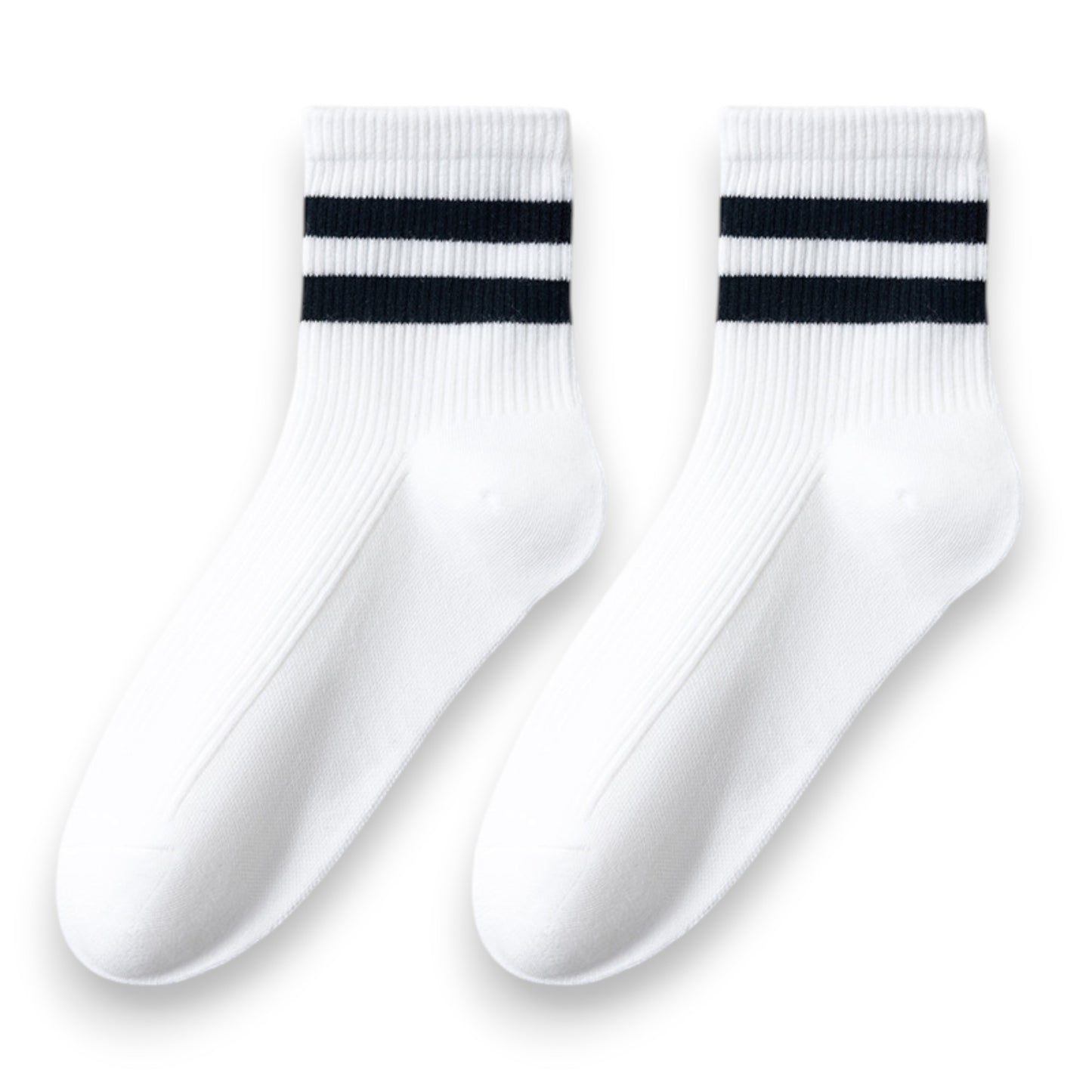 Anna-Kaci Women's 3-Pair Antibacterial and Breathable Ribbed Ankle Socks with Double Stripe Cuffs
