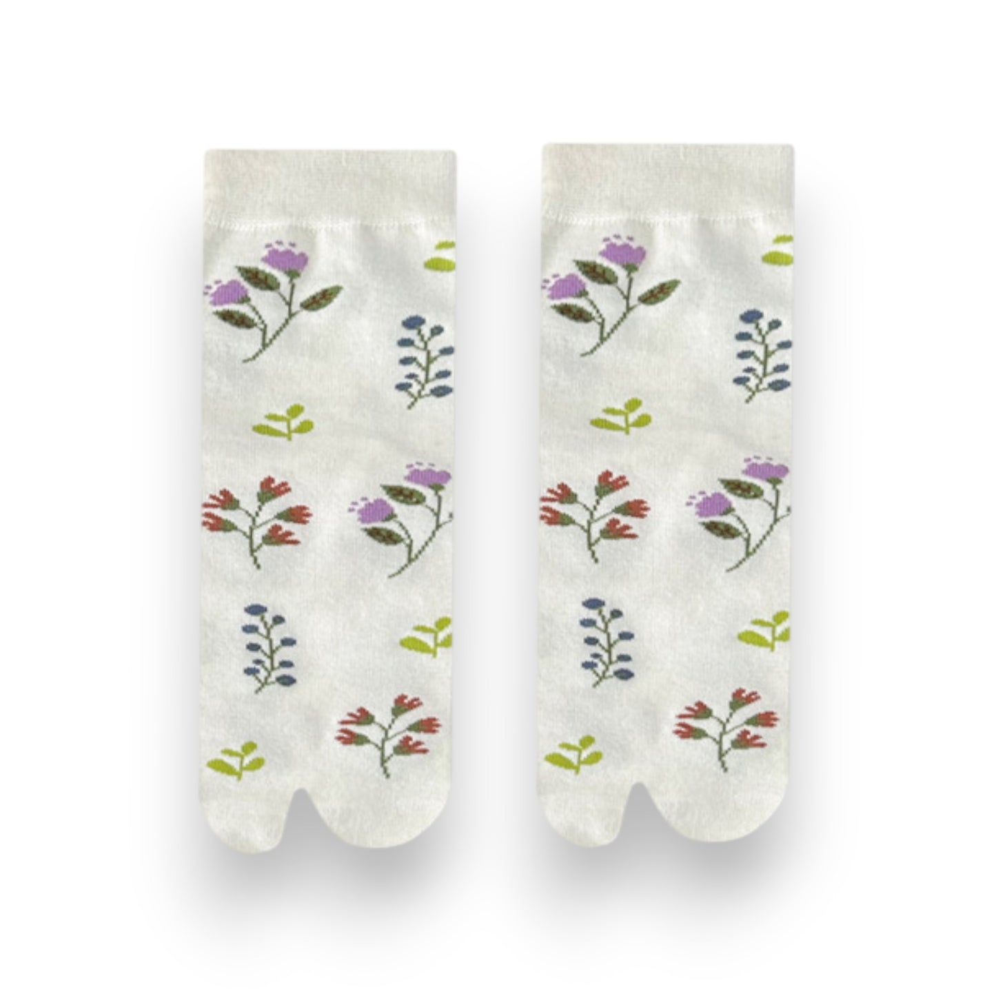 Anna-Kaci Women's 3 Pairs Floral Patterned Split-Toe Socks Soft Cotton Stretch Knit Crew Style