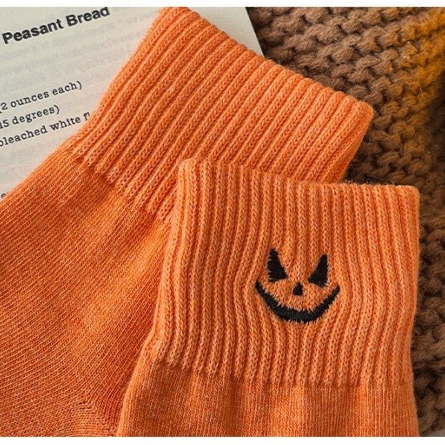 Anna-Kaci Women's 3-Pack Crew Socks with Ribbed Cuffs in Festive Halloween Design