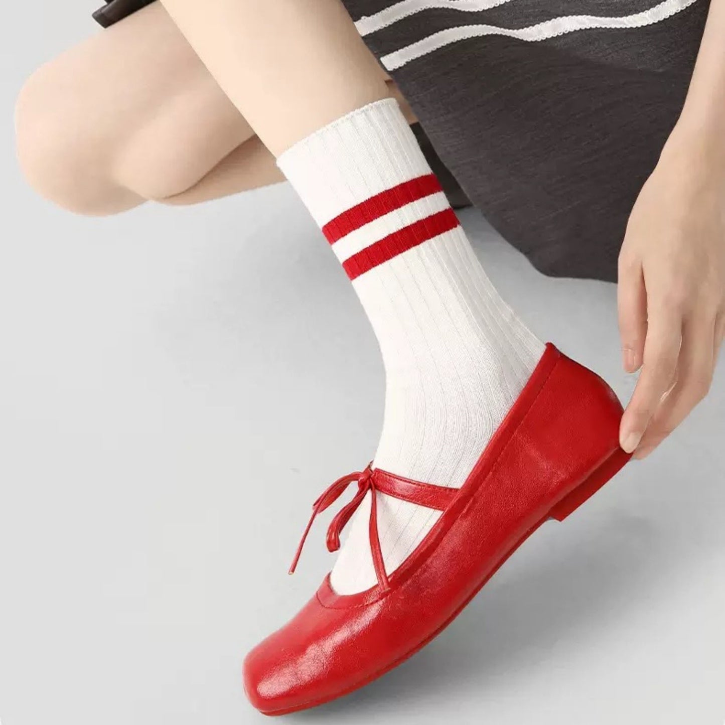 Anna-Kaci Women's 3 Pack Crew Socks Set Ribbed Knit Athletic Stripe and Classic Pattern Casual Everyday Wear