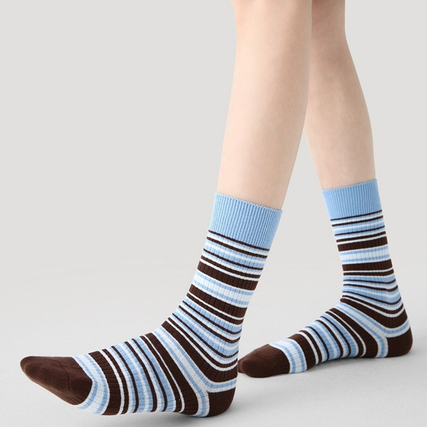 Anna-Kaci Women's 3 Pack Crew Socks Set Ribbed Knit Athletic Stripe and Classic Pattern Casual Everyday Wear