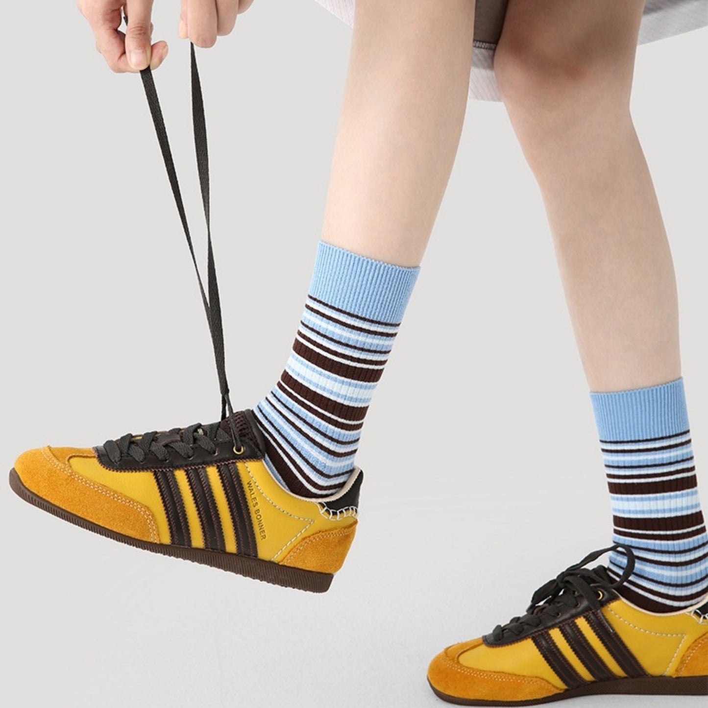 Anna-Kaci Women's 3 Pack Crew Socks Set Ribbed Knit Athletic Stripe and Classic Pattern Casual Everyday Wear