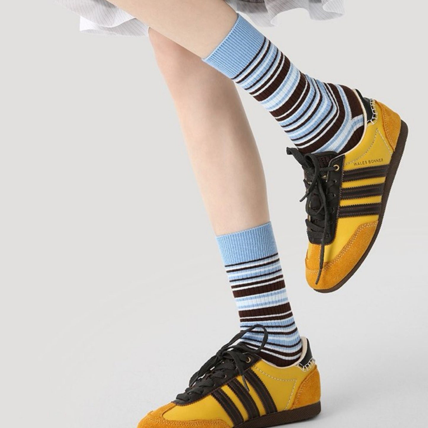 Anna-Kaci Women's 3 Pack Crew Socks Set Ribbed Knit Athletic Stripe and Classic Pattern Casual Everyday Wear