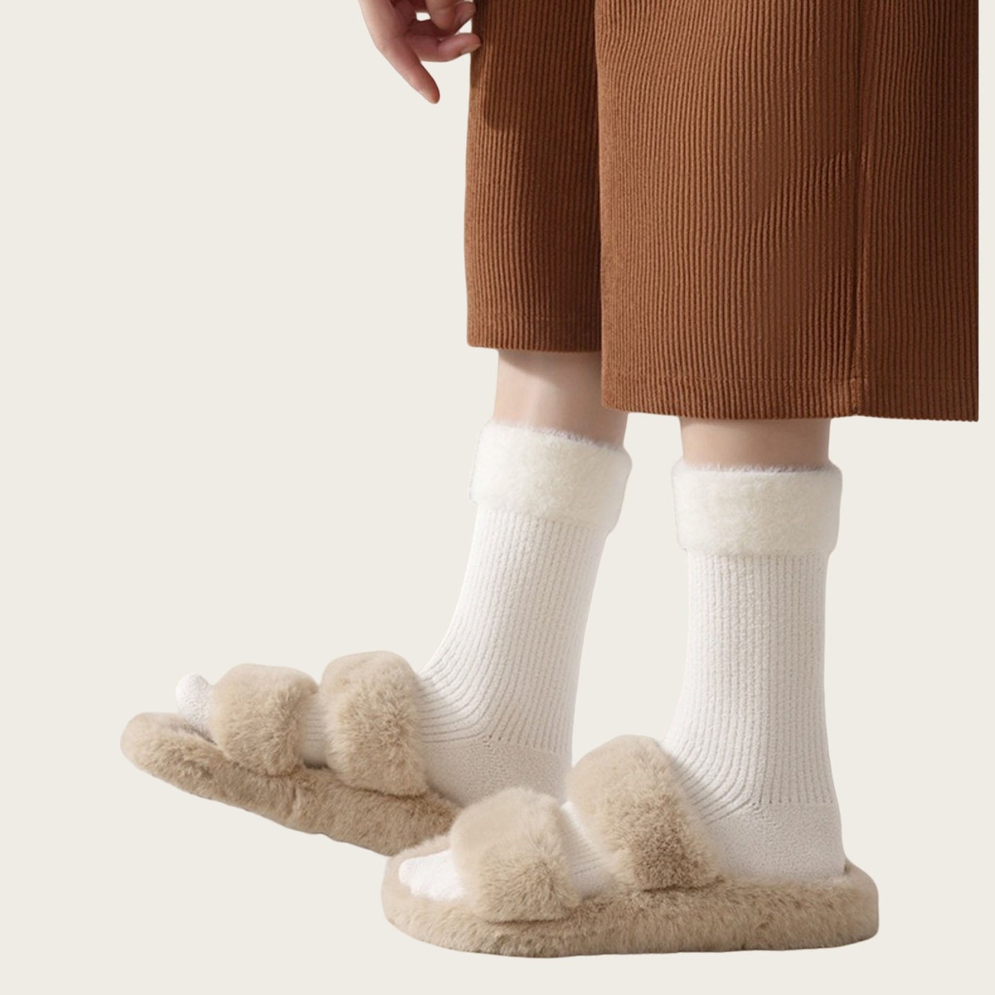 Anna-Kaci Women's 3-Pair Plush Cuffed Crew Socks Soft Knit Ribbed Design Comfortable Everyday Wear