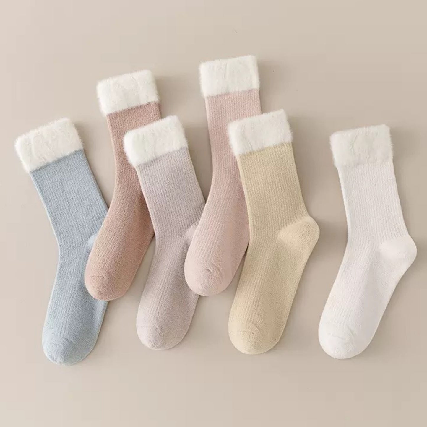 Anna-Kaci Women's 3-Pair Plush Cuffed Crew Socks Soft Knit Ribbed Design Comfortable Everyday Wear