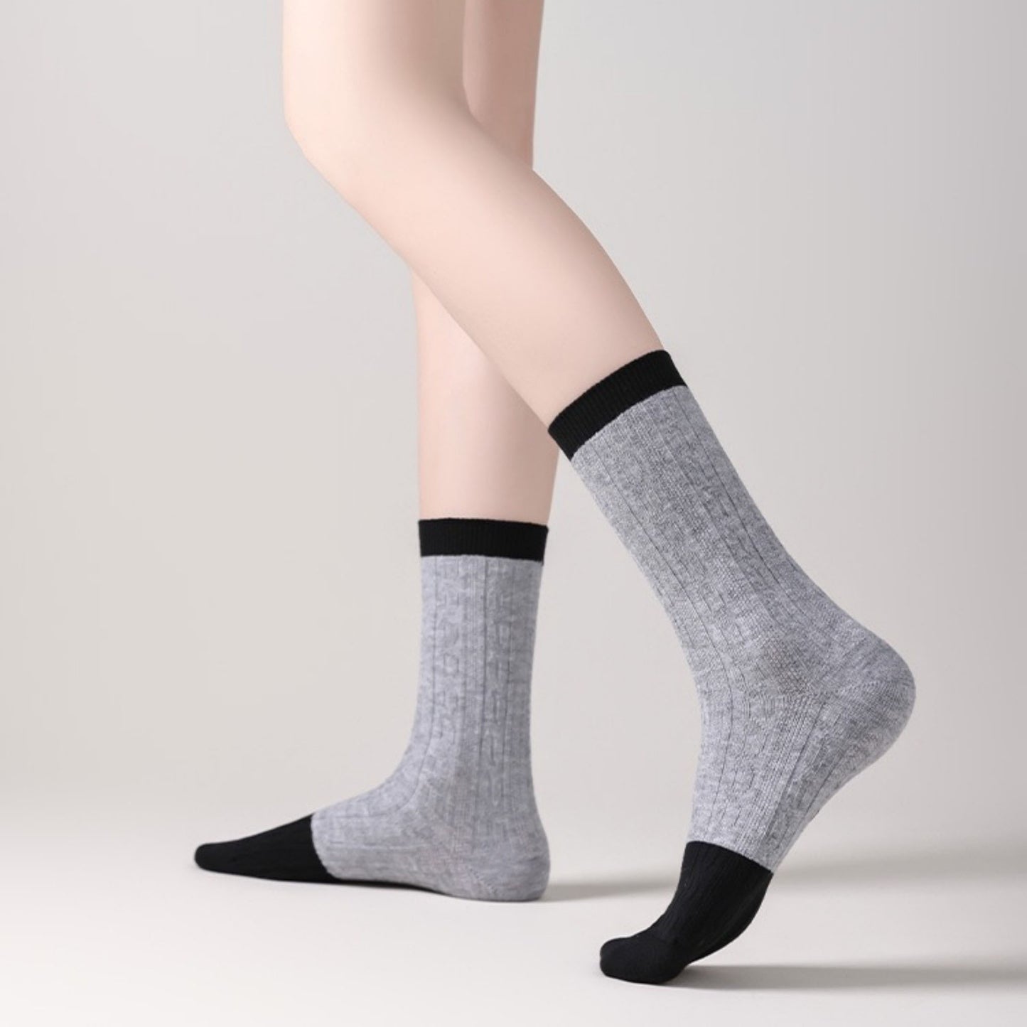 Anna-Kaci Women's 3 Pair Cable Knit Crew Socks with Contrast Color Block Design and Soft Stretch Comfort