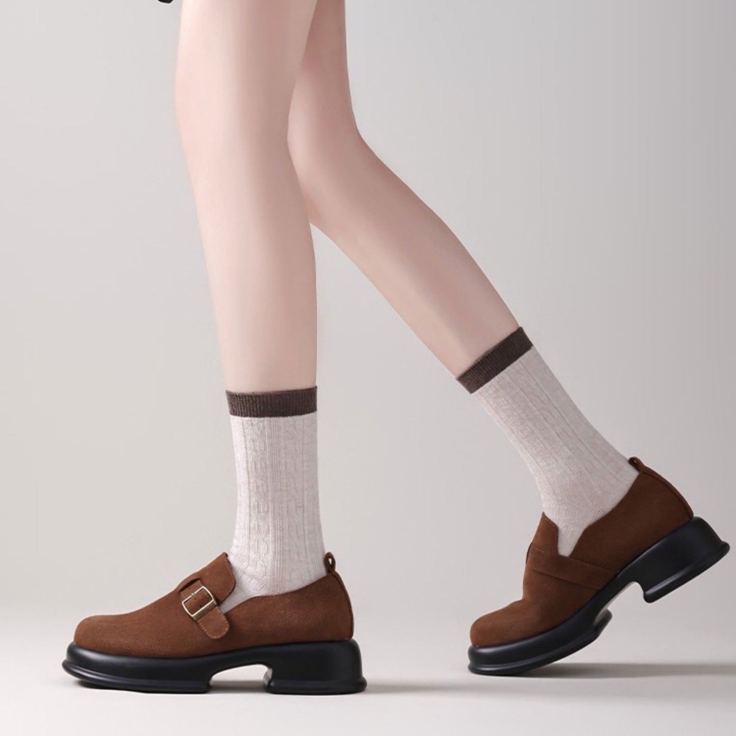 Anna-Kaci Women's 3 Pair Cable Knit Crew Socks with Contrast Color Block Design and Soft Stretch Comfort