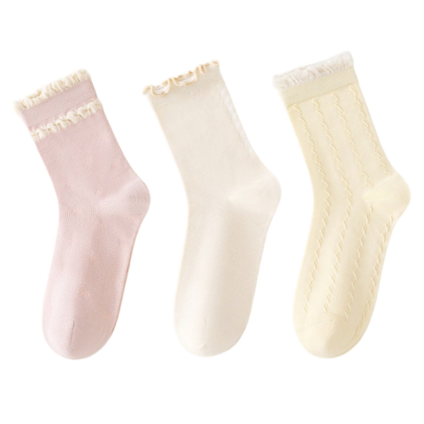 Anna-Kaci Women's 3 Pairs Ruffled Ankle Socks with Scalloped Trim and Soft Knit Fabric