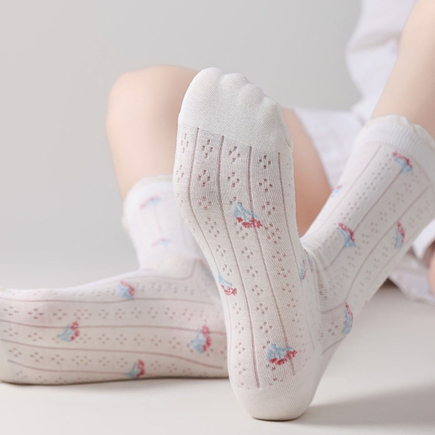 Anna-Kaci Women's 3 Pair Pack Quarter Socks with Knit Patterns Lace Trim and Bow Detail