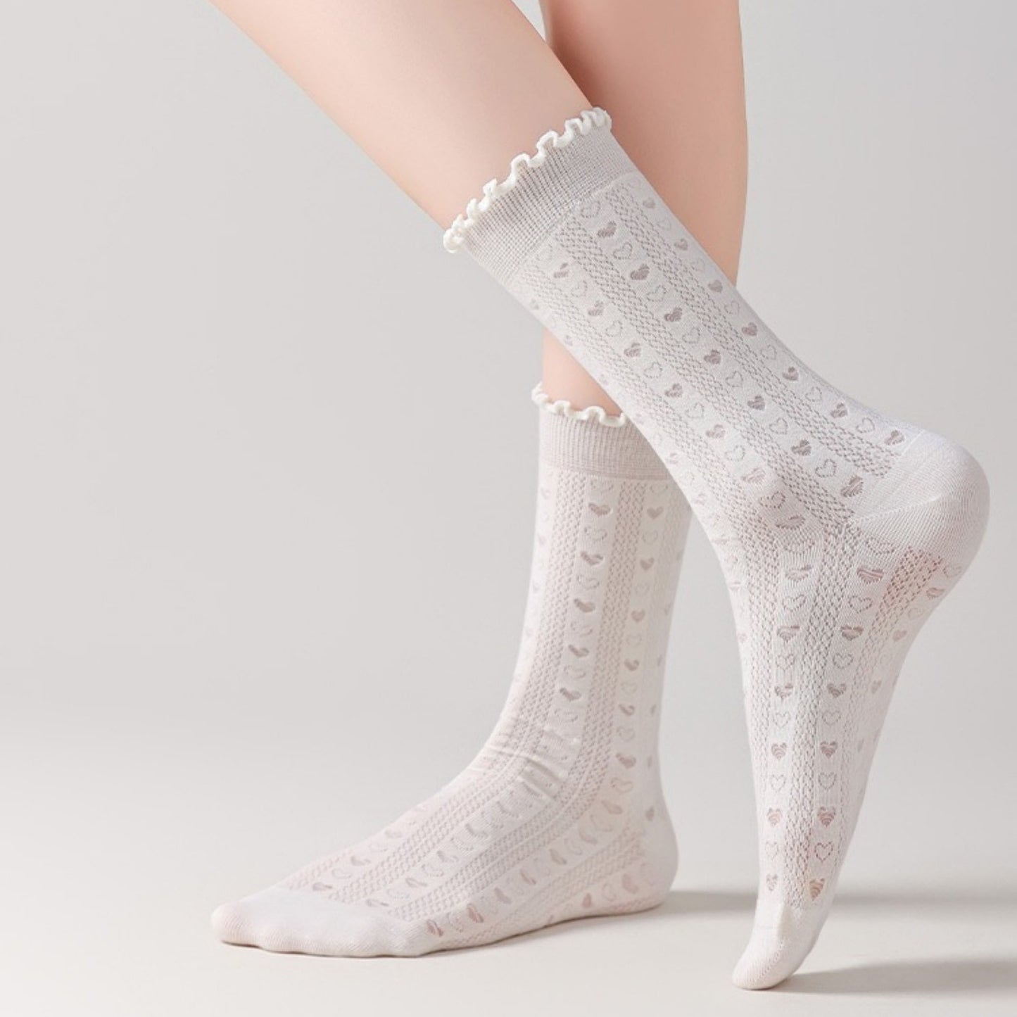 Anna-Kaci Women's 3 Pair Pack Quarter Socks with Knit Patterns Lace Trim and Bow Detail