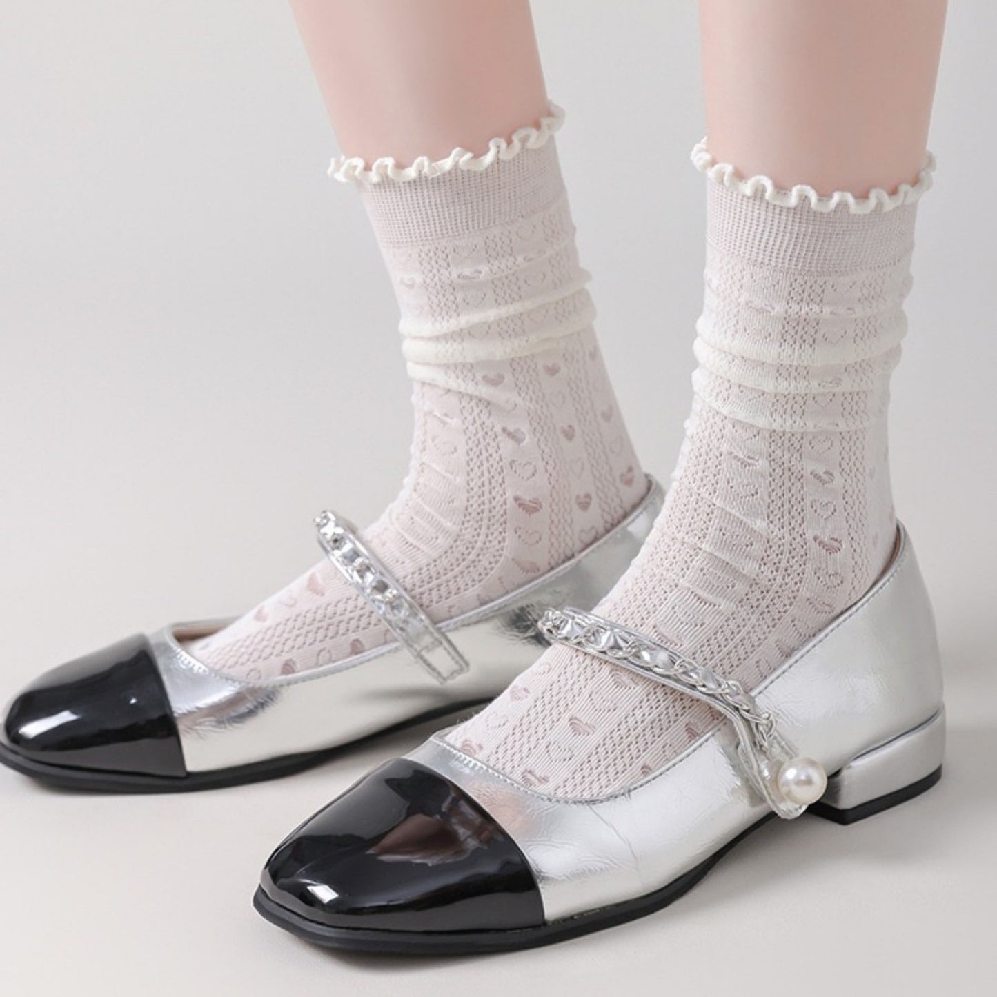 Anna-Kaci Women's 3 Pair Pack Quarter Socks with Knit Patterns Lace Trim and Bow Detail