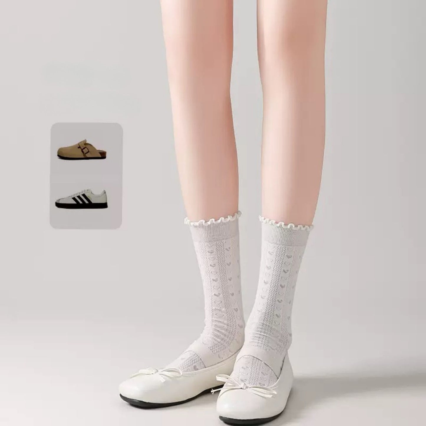 Anna-Kaci Women's 3 Pair Pack Quarter Socks with Knit Patterns Lace Trim and Bow Detail