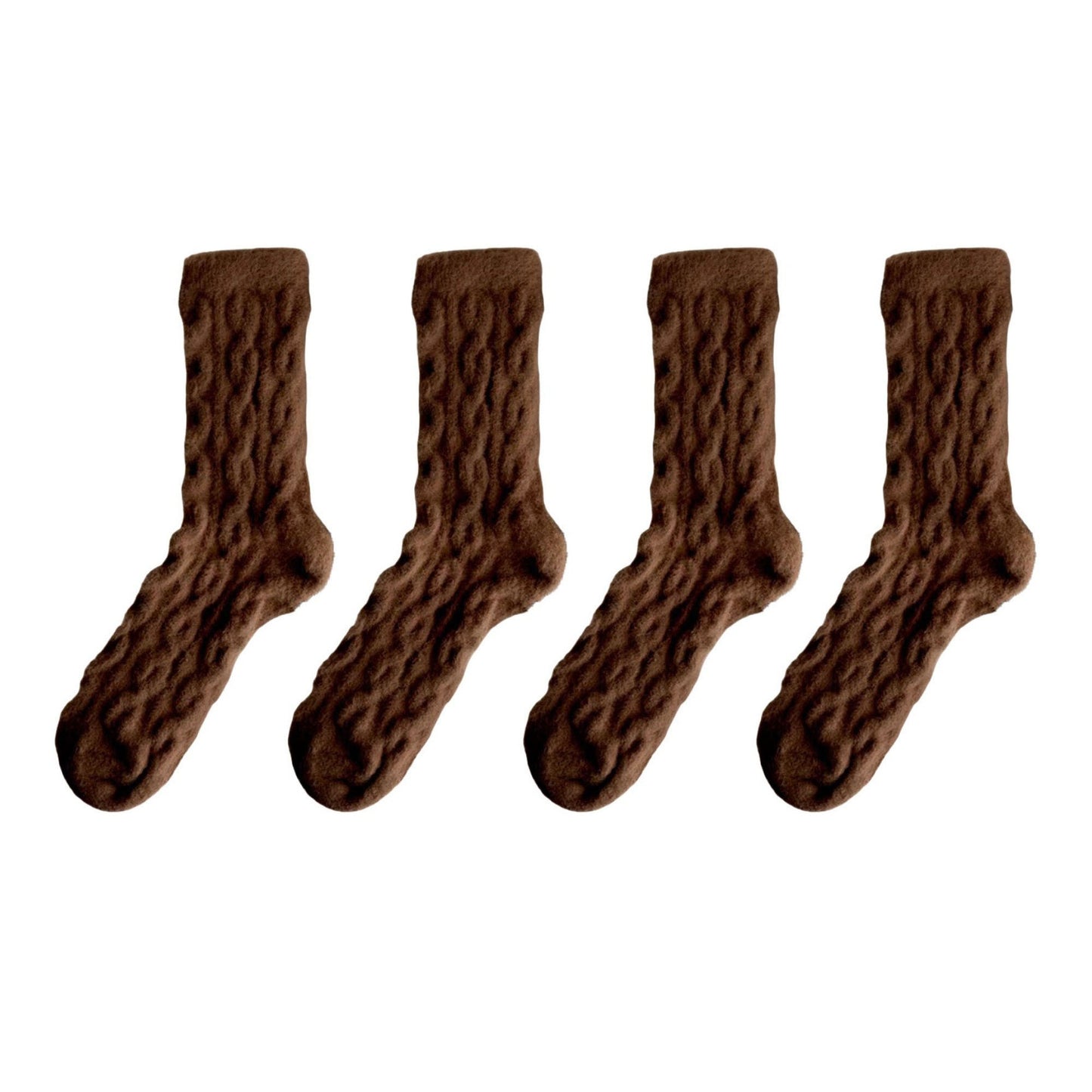 Anna-Kaci Women's 4 Pairs Cable Knit Quarter Socks Soft Stretch Fabric Cozy Everyday Wear