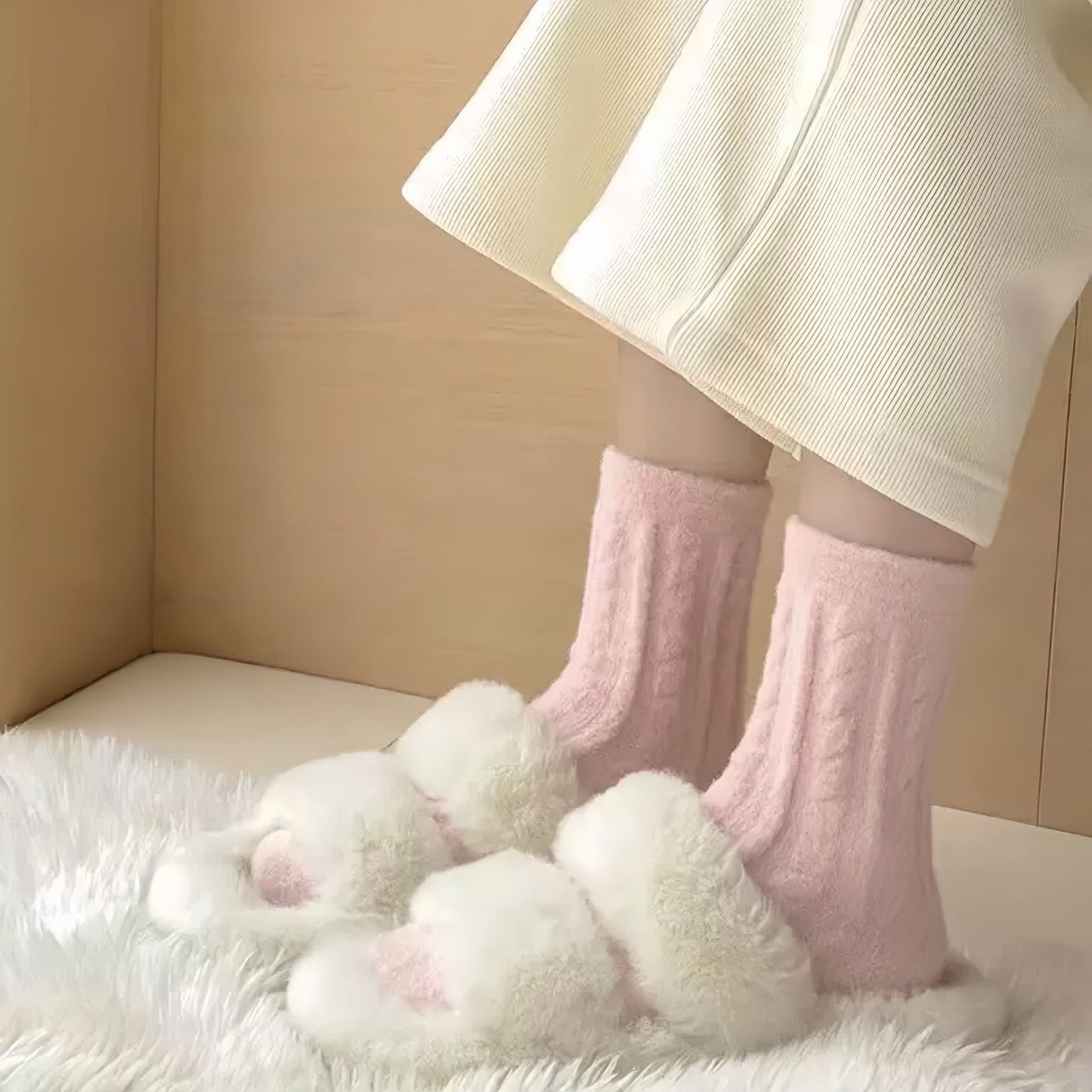 Anna-Kaci Women's 4 Pairs Cable Knit Quarter Socks Soft Stretch Fabric Cozy Everyday Wear