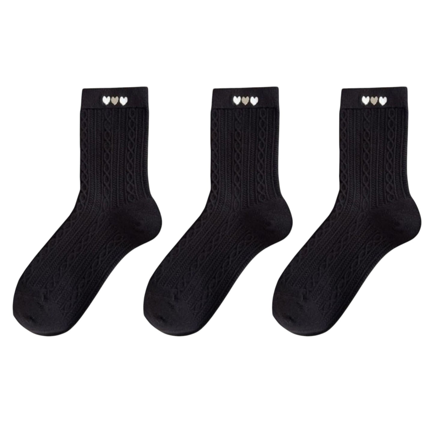 Anna-Kaci Women's 3 Pairs Quarter Socks Heart Accent Knit Stretchy Comfortable Fit Everyday Casual Wear