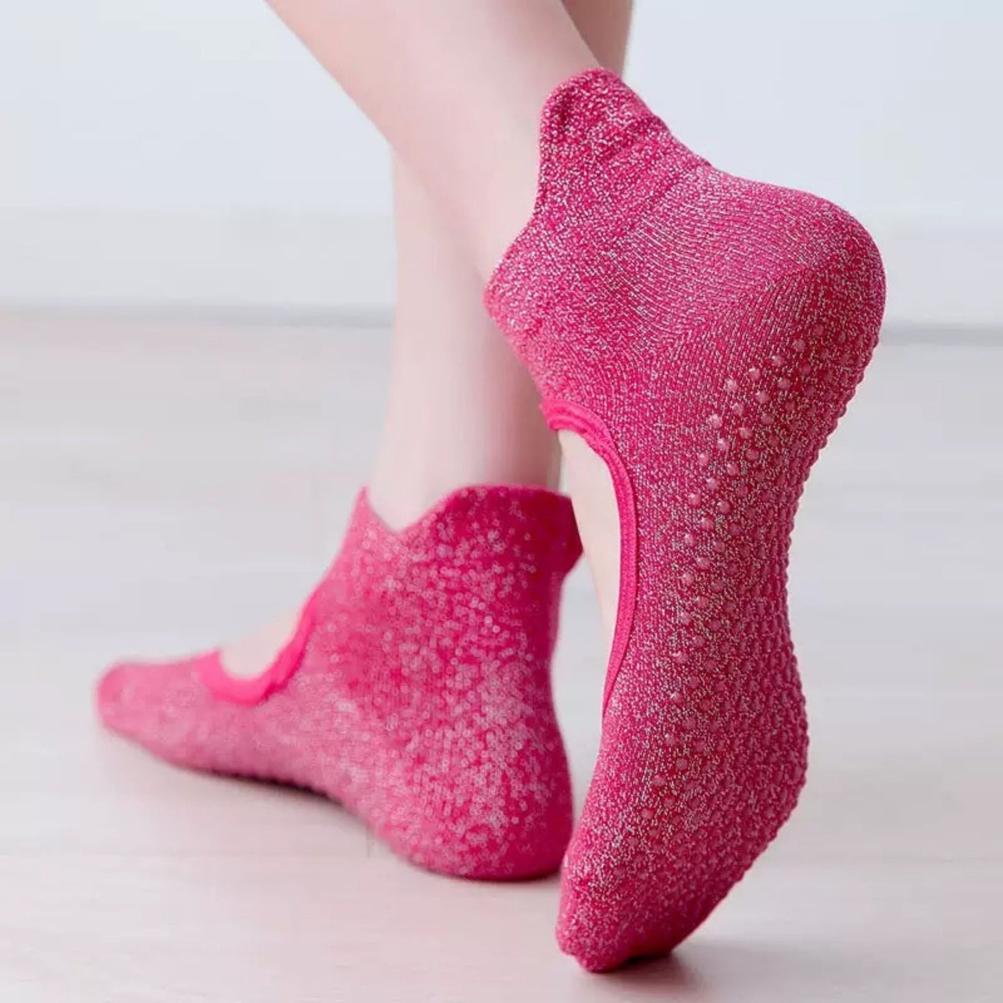 Anna-Kaci Women's 3-Pack Quarter Cut Ballet Grip Socks with Slightly Shiny Stretch Knit and Anti-Slip Sole