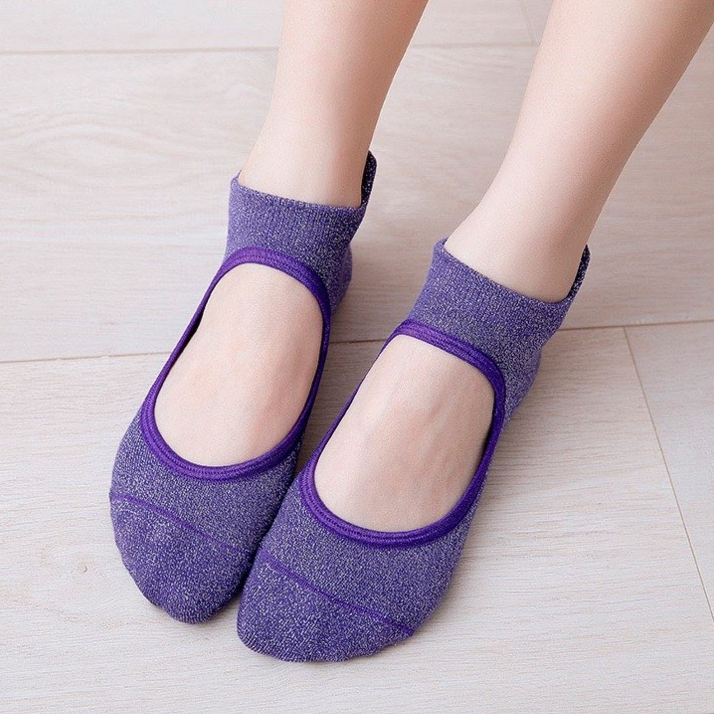 Anna-Kaci Women's 3-Pack Quarter Cut Ballet Grip Socks with Slightly Shiny Stretch Knit and Anti-Slip Sole