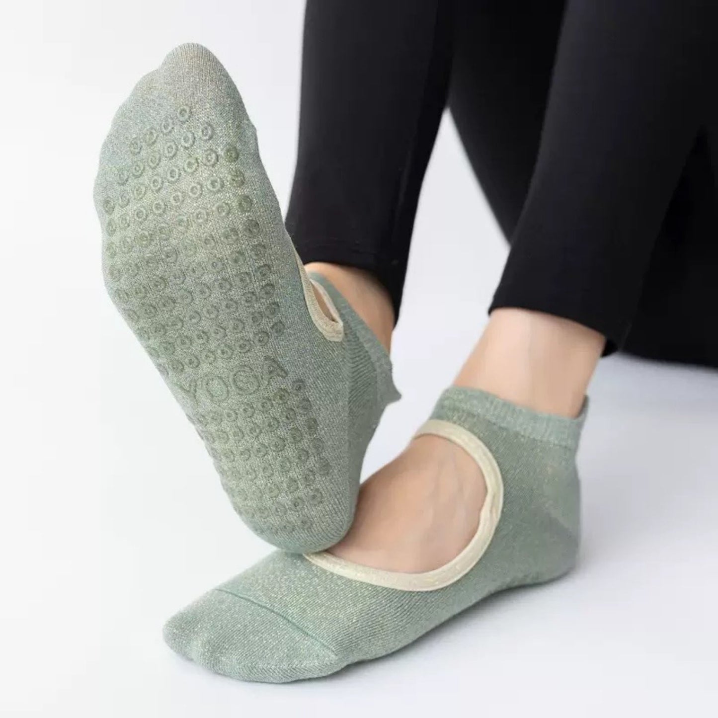 Anna-Kaci Women's 3-Pack Quarter Cut Ballet Grip Socks with Slightly Shiny Stretch Knit and Anti-Slip Sole
