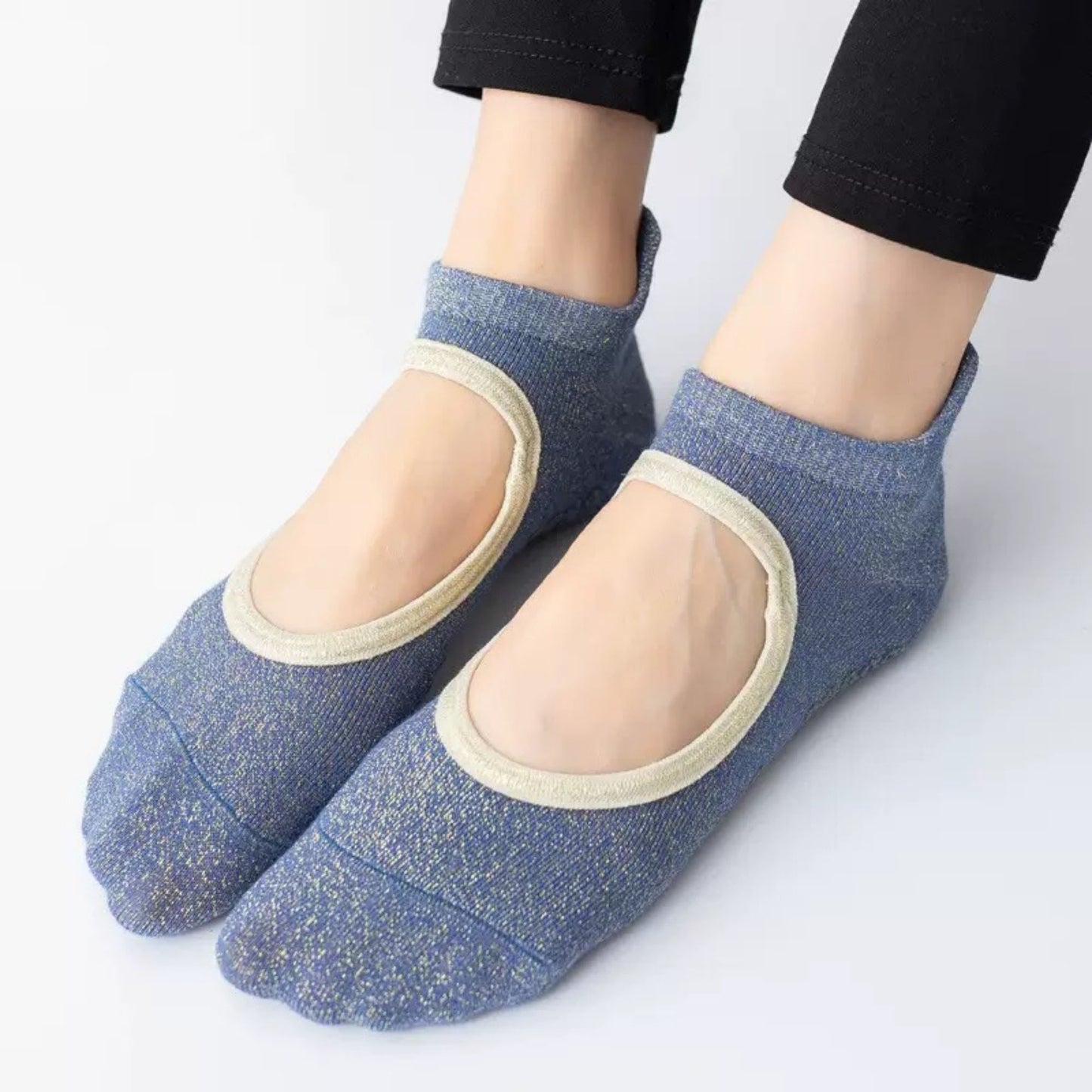 Anna-Kaci Women's 3-Pack Quarter Cut Ballet Grip Socks with Slightly Shiny Stretch Knit and Anti-Slip Sole