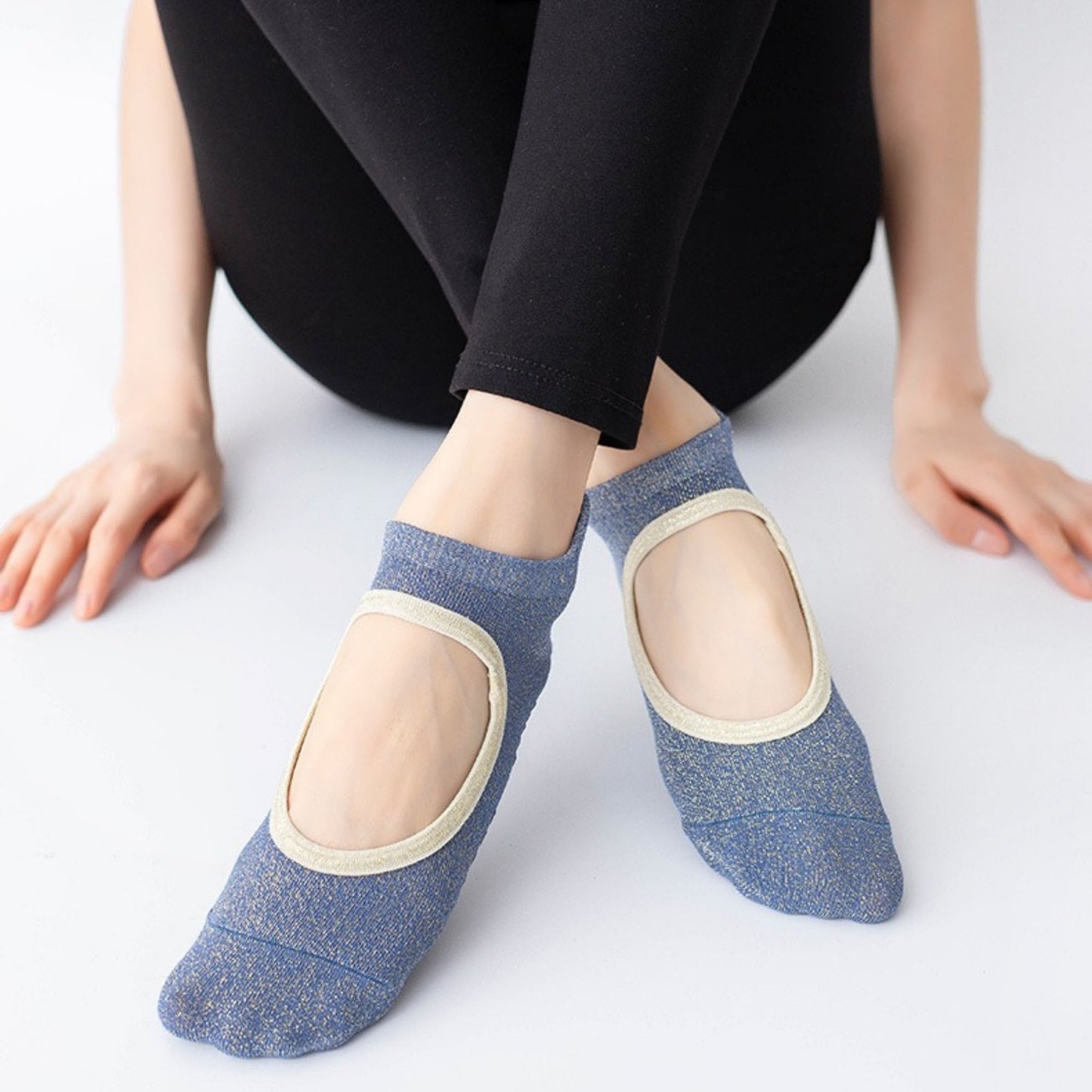 Anna-Kaci Women's 3-Pack Quarter Cut Ballet Grip Socks with Slightly Shiny Stretch Knit and Anti-Slip Sole