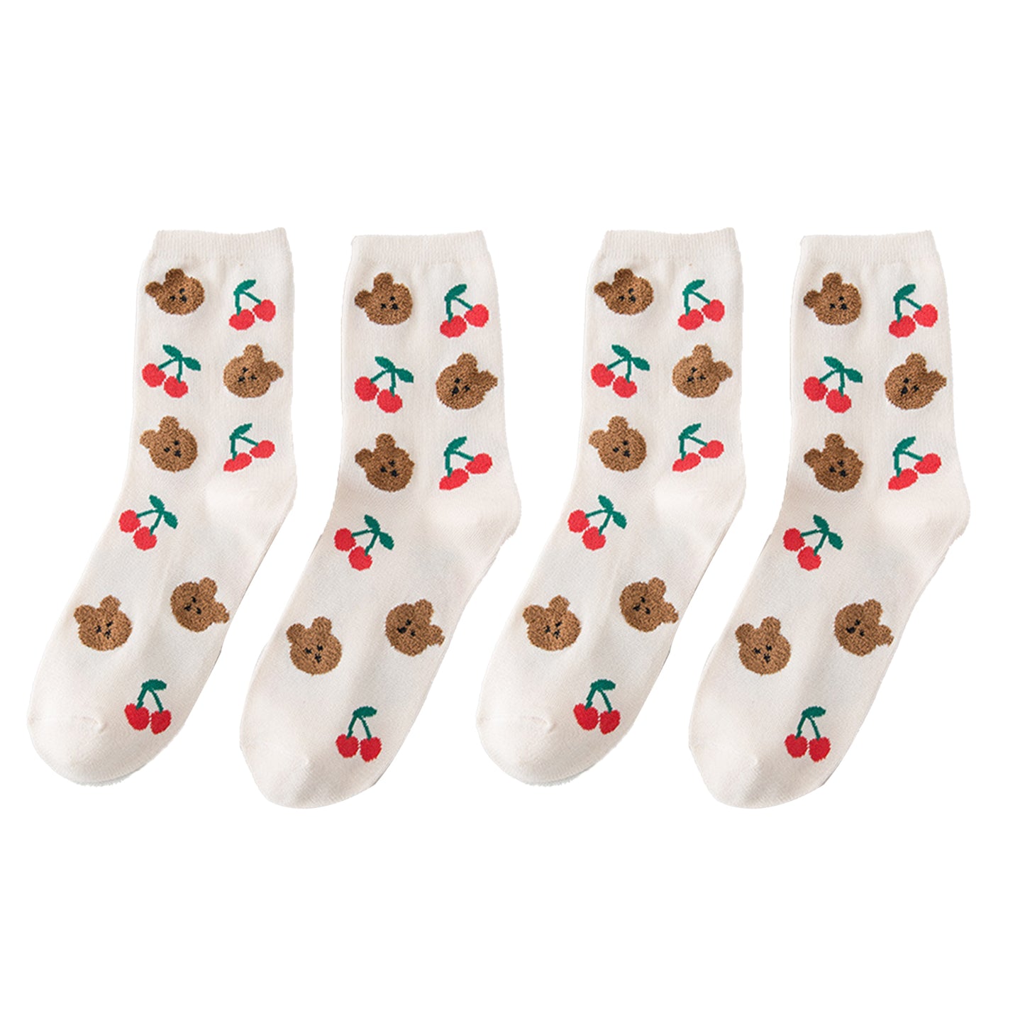 Anna-Kaci Women's 3 Pairs Knit Socks with Cute Cartoon Fruit and Animal Patterns Soft Stretch Fabric Ribbed Cuffs