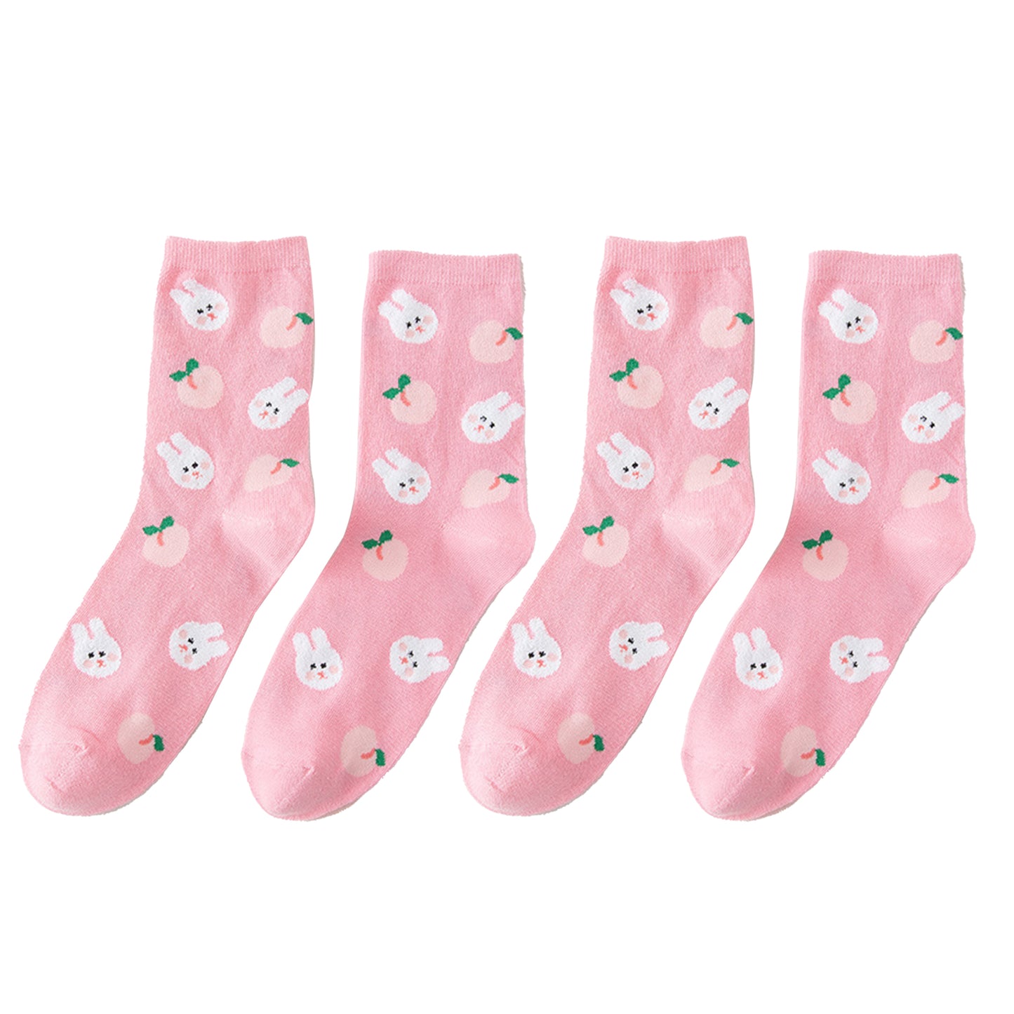 Anna-Kaci Women's 3 Pairs Knit Socks with Cute Cartoon Fruit and Animal Patterns Soft Stretch Fabric Ribbed Cuffs
