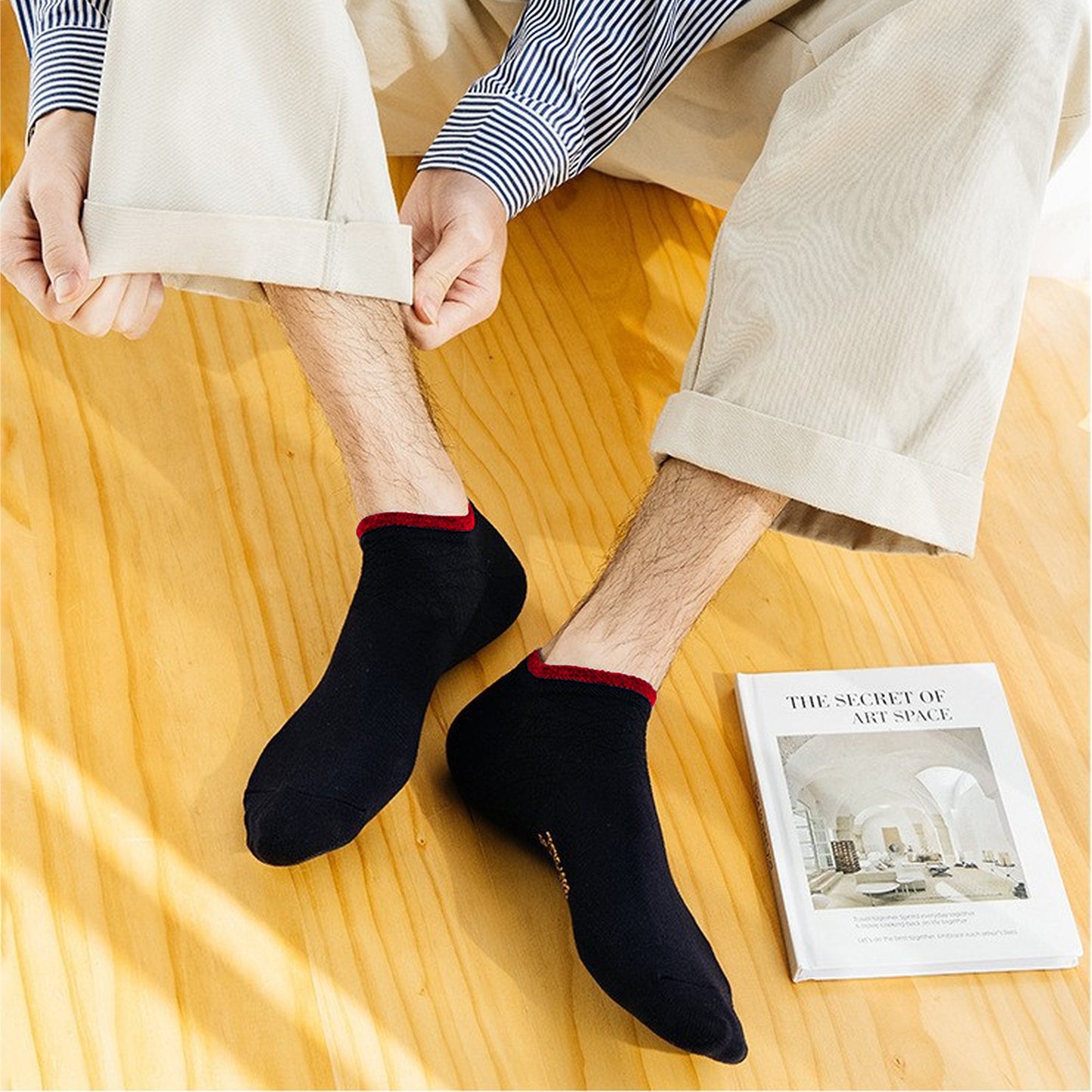 Anna-Kaci Men's No - Show Athletic Socks 6pk with Accents