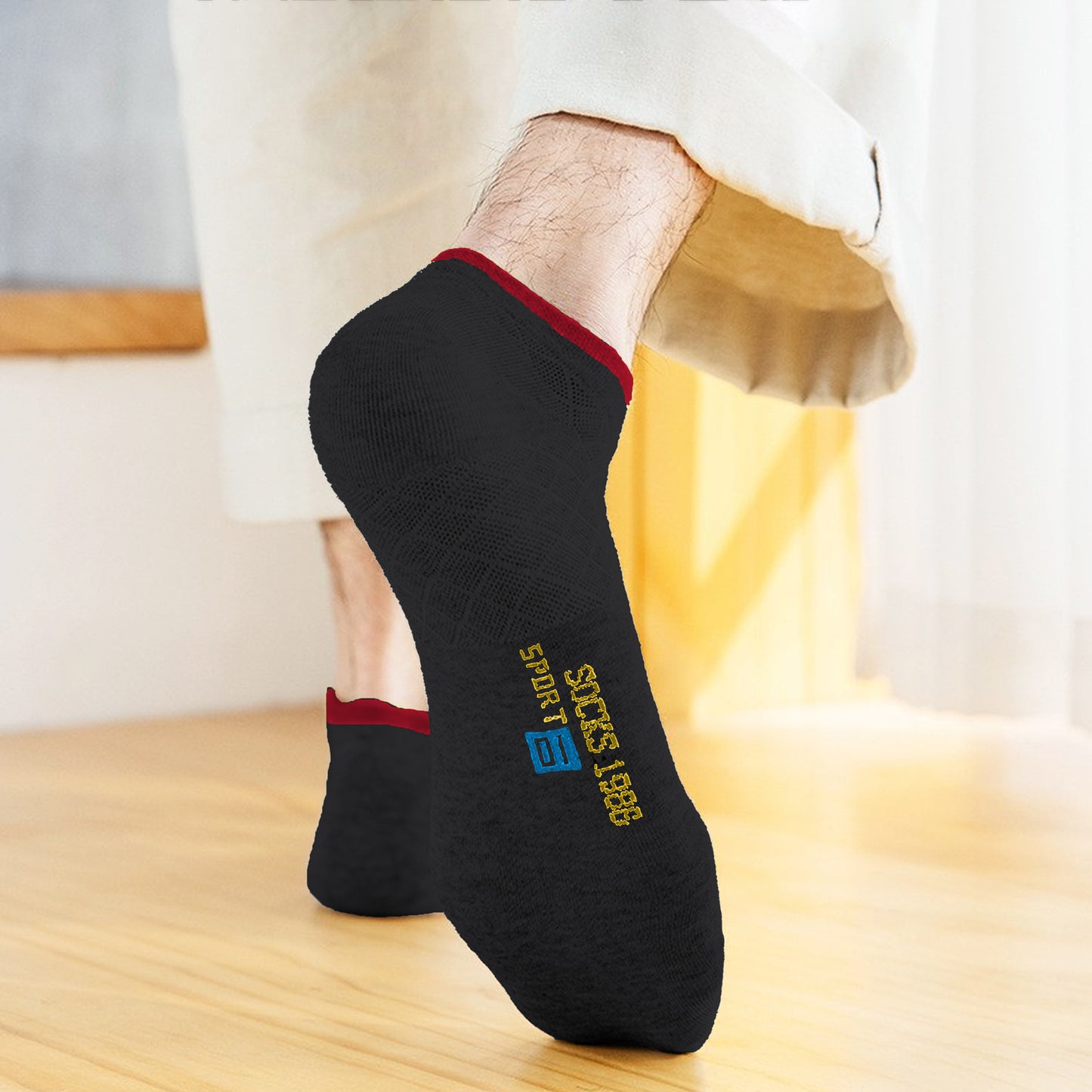 Anna-Kaci Men's No - Show Athletic Socks 6pk with Accents
