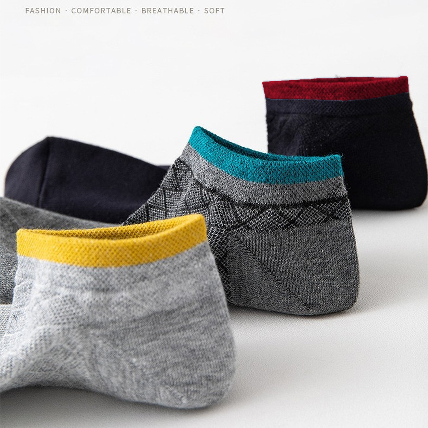 Anna-Kaci Men's No - Show Athletic Socks 6pk with Accents