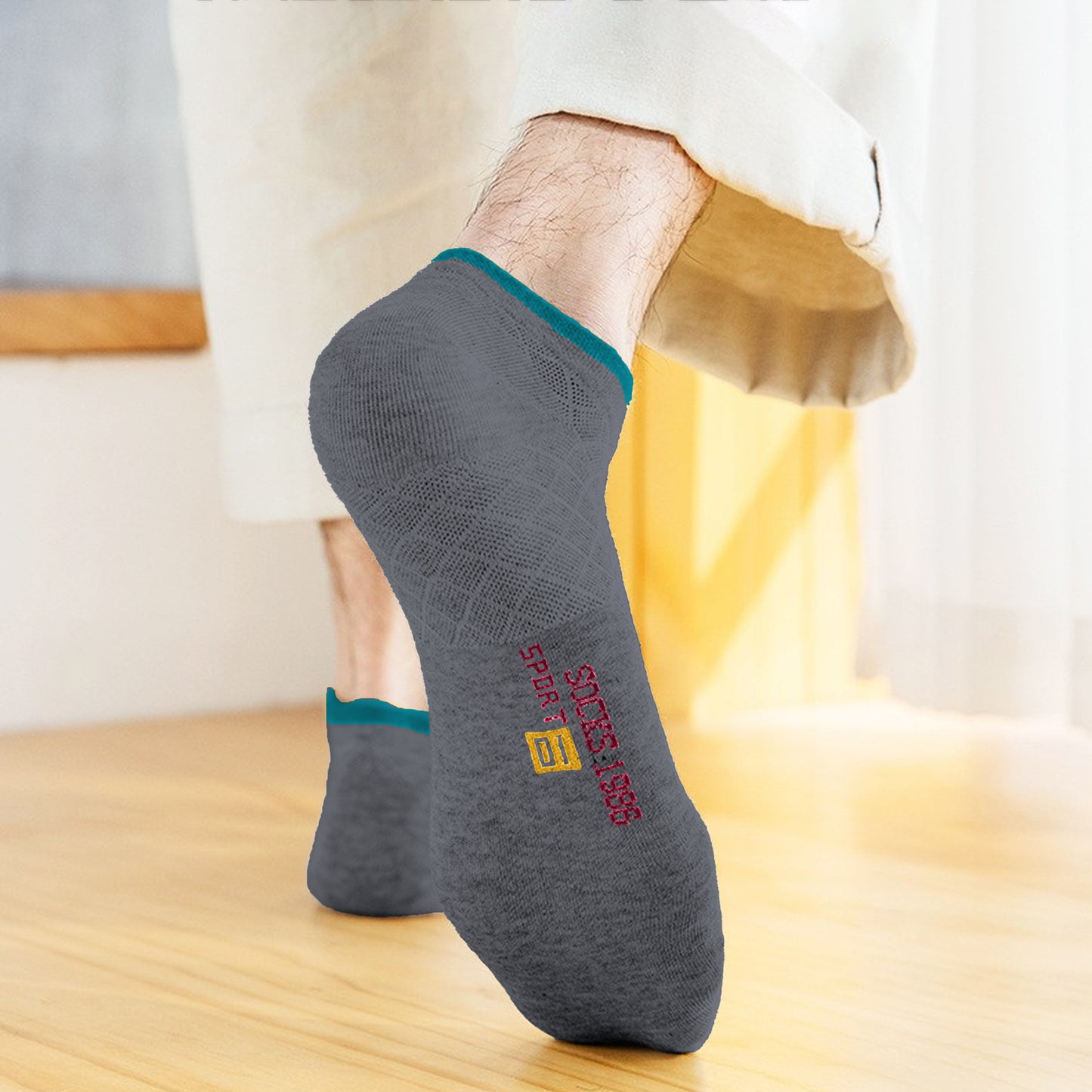 Anna-Kaci Men's No - Show Athletic Socks 6pk with Accents