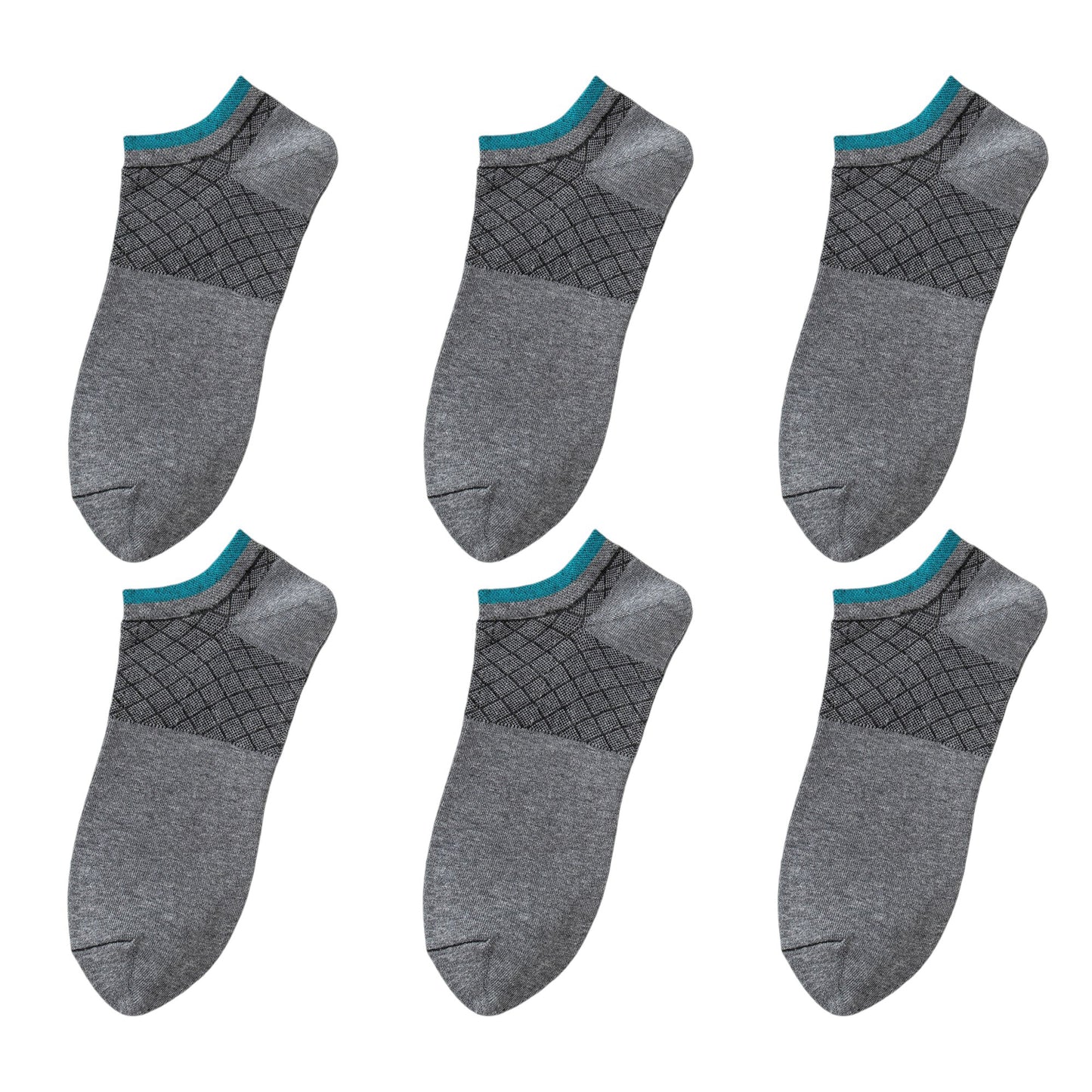 Anna-Kaci Men's No - Show Athletic Socks 6pk with Accents