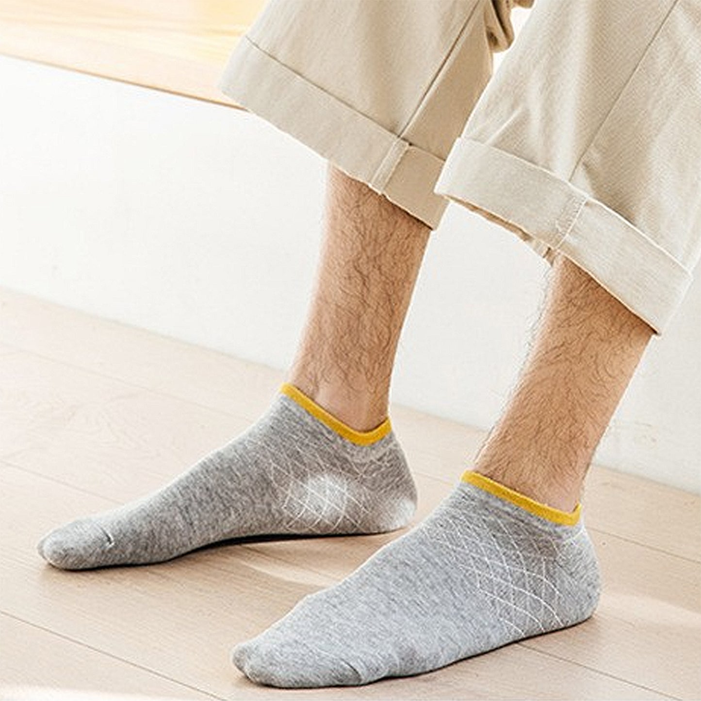 Anna-Kaci Men's No - Show Athletic Socks 6pk with Accents