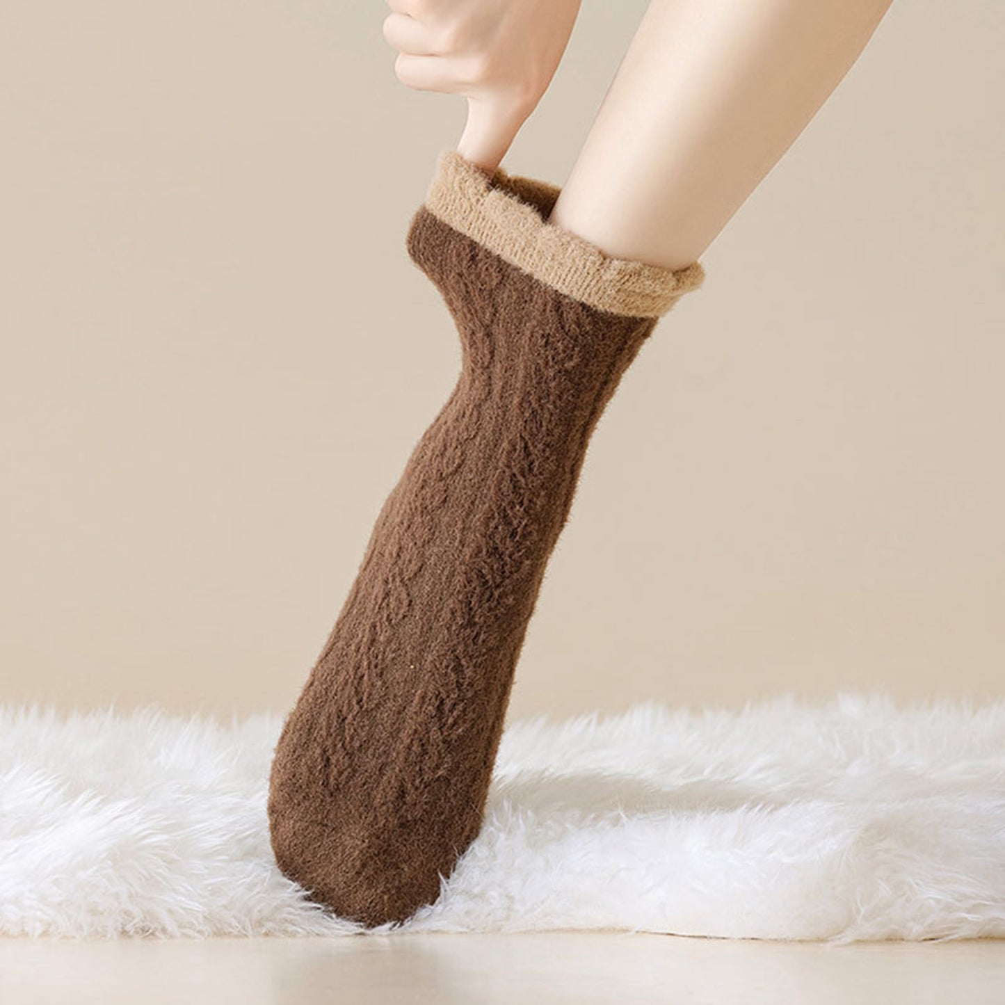 Anna-Kaci Women's 3 - Pack Cable Knit Crew Socks with Soft Textured Fabric and Contrast Cuff Detail