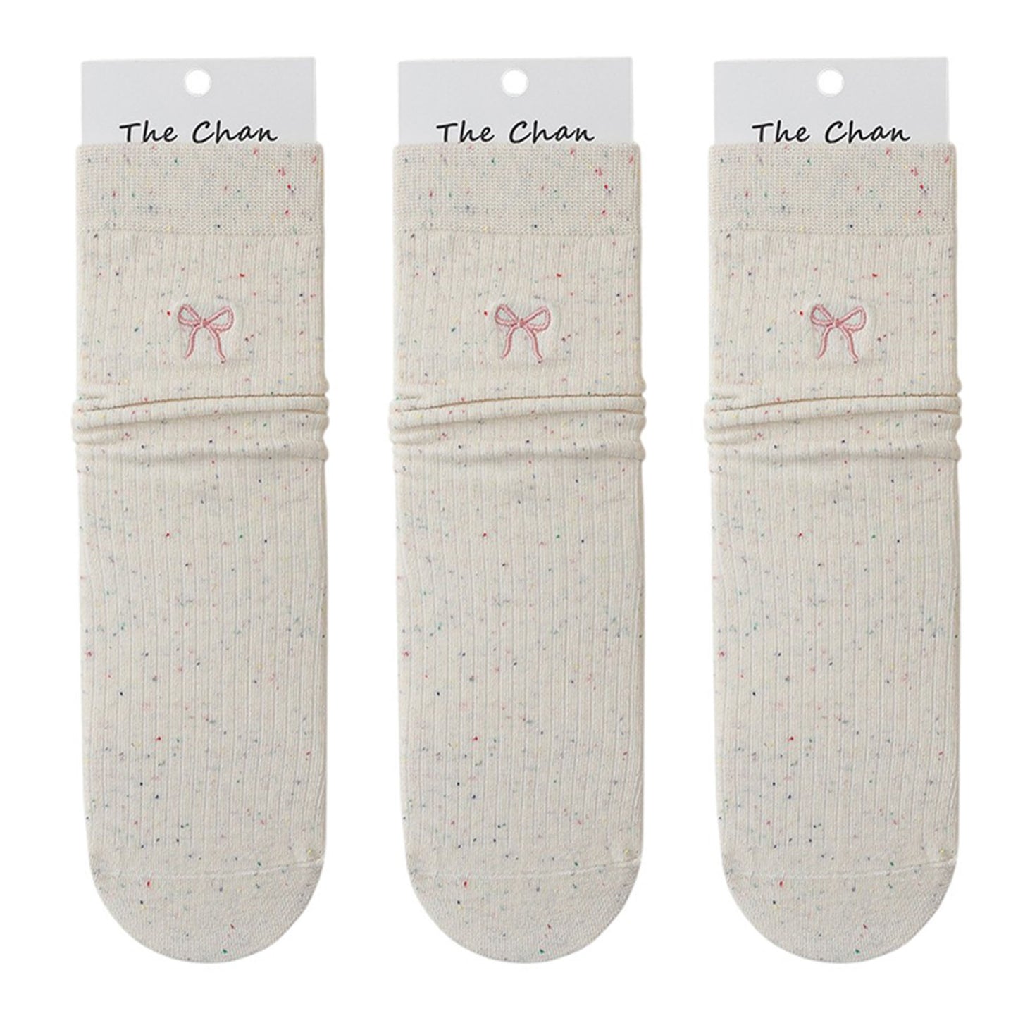 Anna-Kaci Women's 3 - Pack Crew Socks with Embroidered Bow Detail and Soft Ribbed Knit Fabric