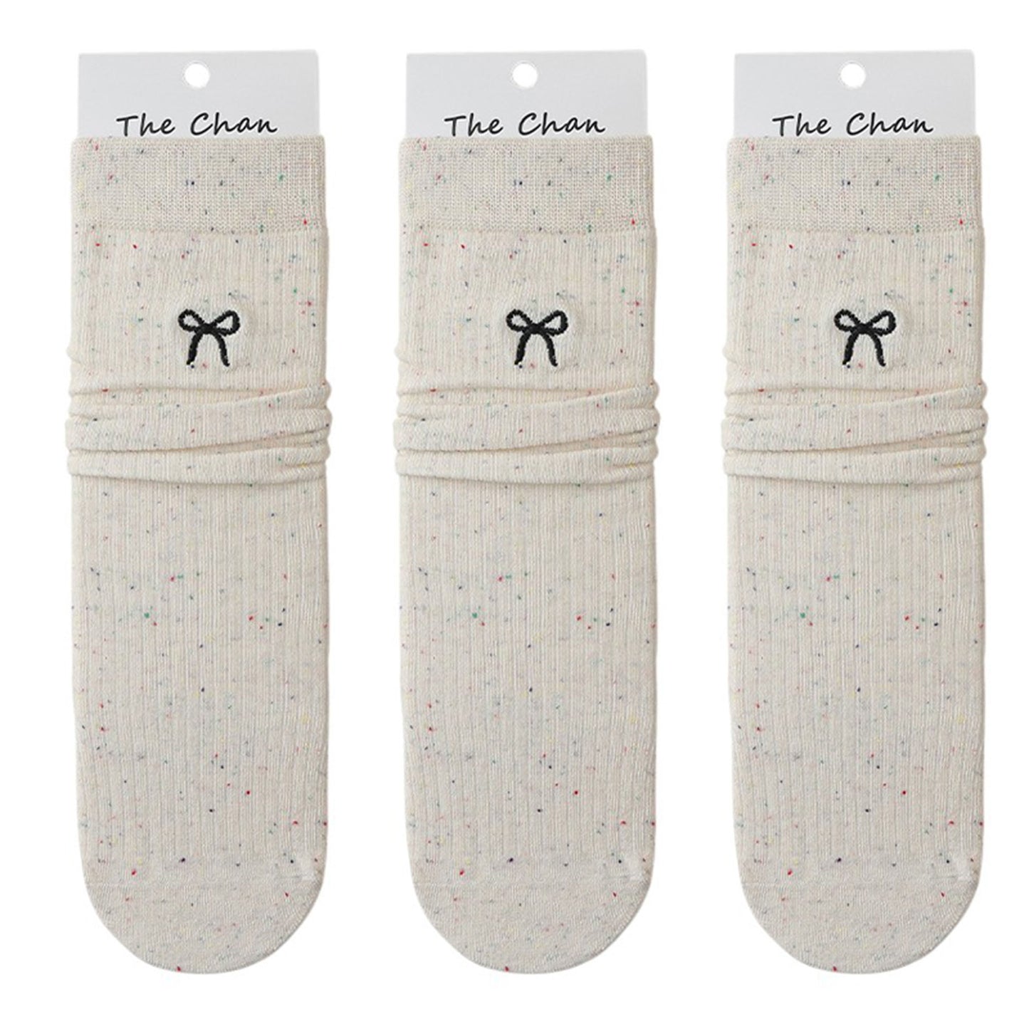 Anna-Kaci Women's 3 - Pack Crew Socks with Embroidered Bow Detail and Soft Ribbed Knit Fabric