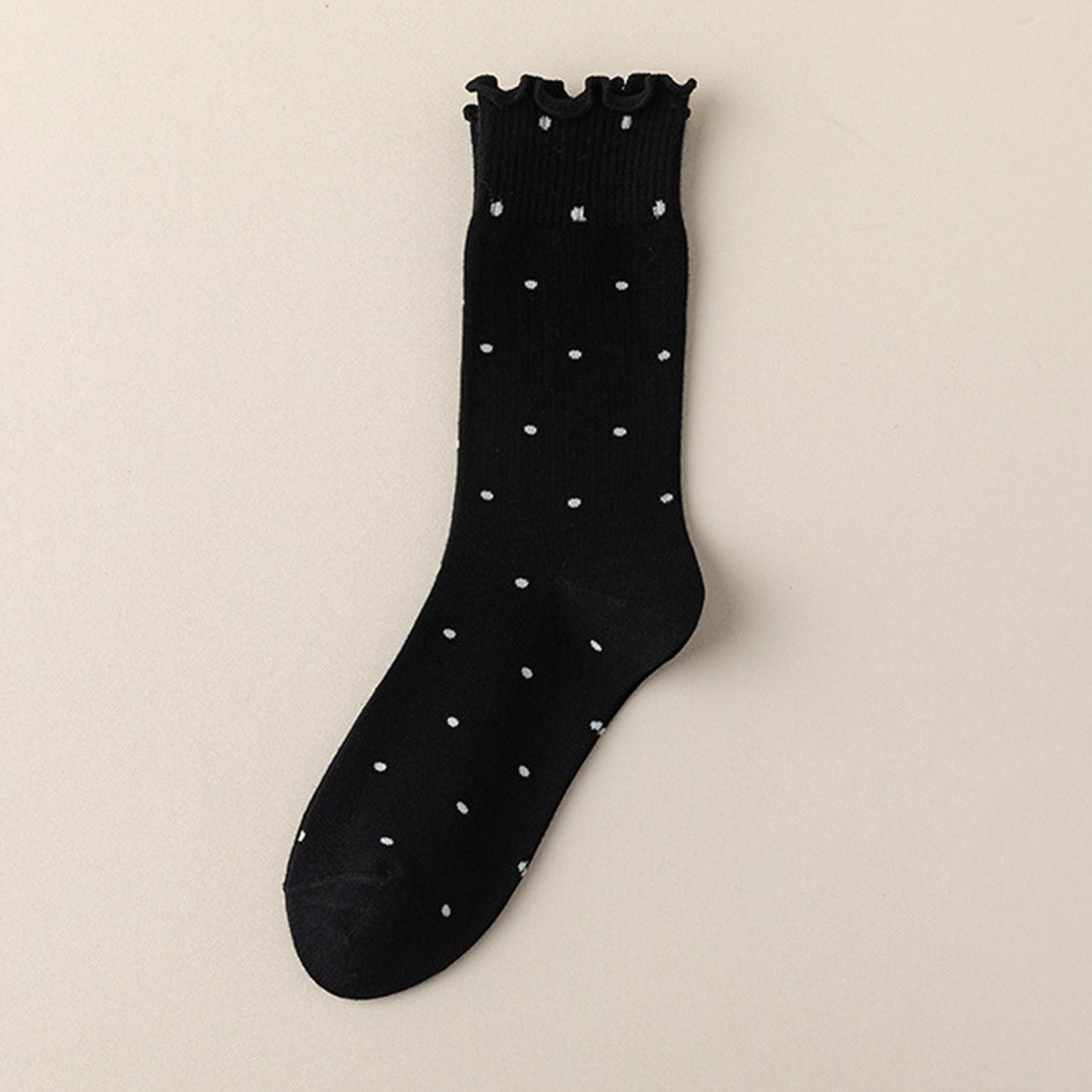 Anna-Kaci 6pk Women's Polka Dot Ankle Socks with Ruffled Cuffs