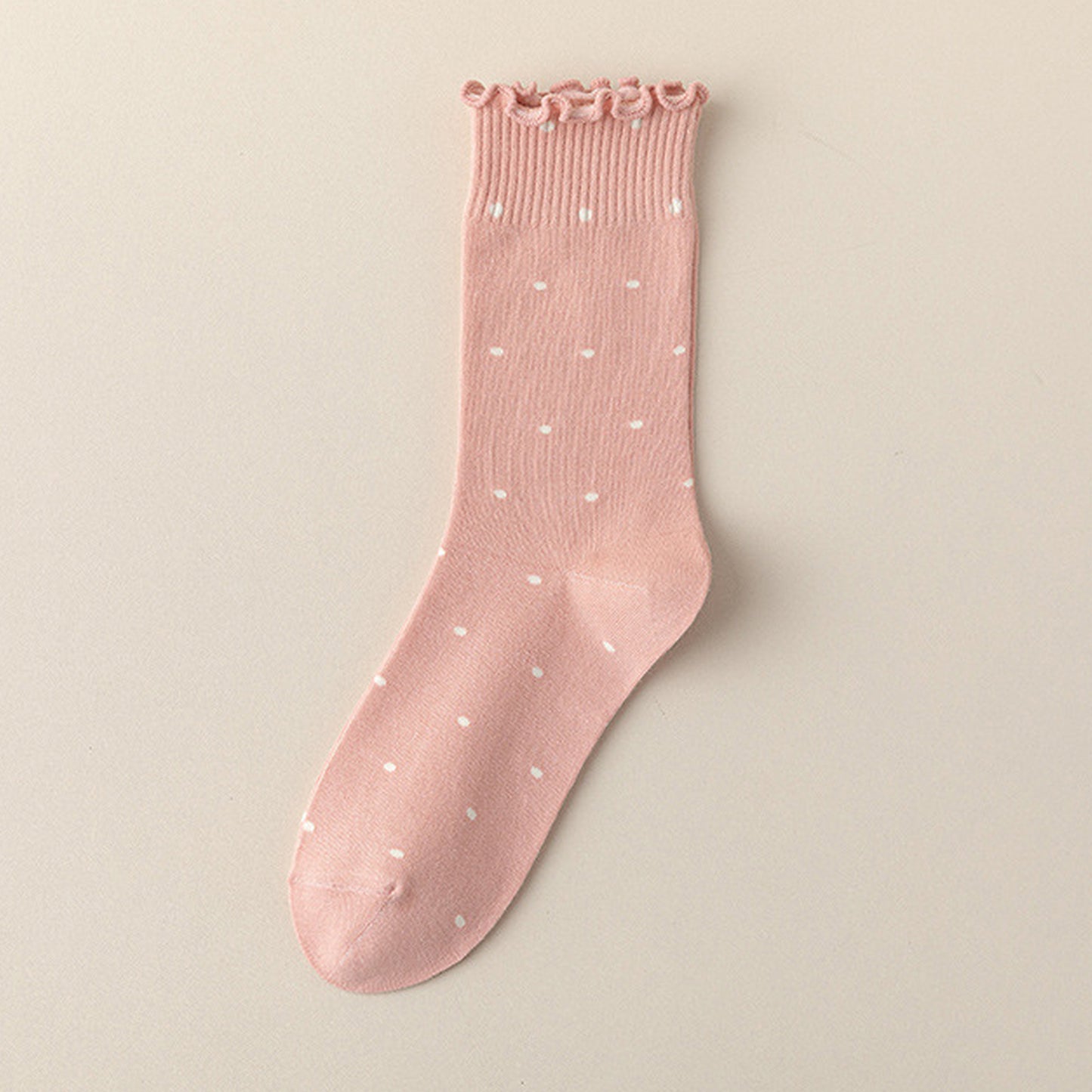 Anna-Kaci 6pk Women's Polka Dot Ankle Socks with Ruffled Cuffs