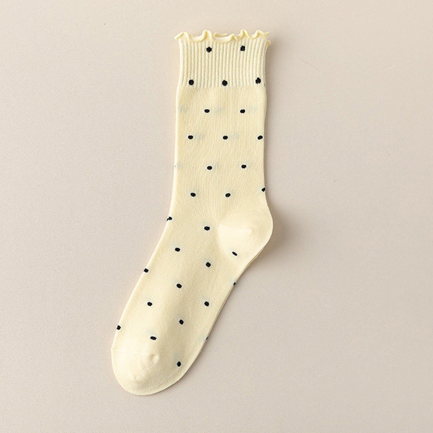 Anna-Kaci 6pk Women's Polka Dot Ankle Socks with Ruffled Cuffs