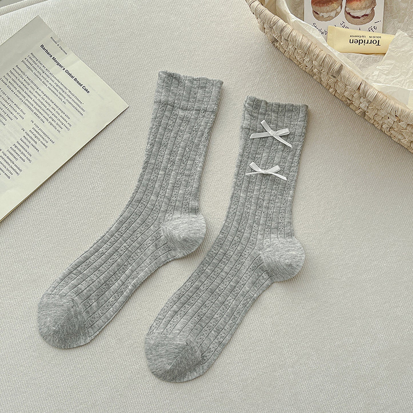 Anna-Kaci 6pk Women's Knee - High Socks with Bow Details