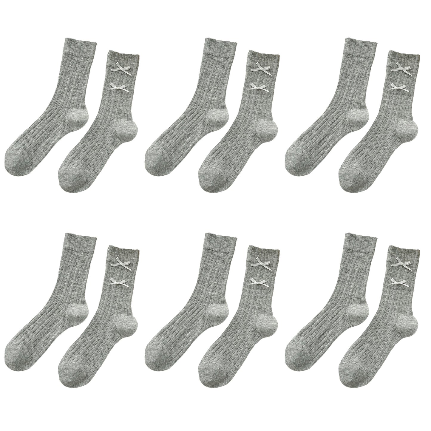 Anna-Kaci 6pk Women's Knee - High Socks with Bow Details
