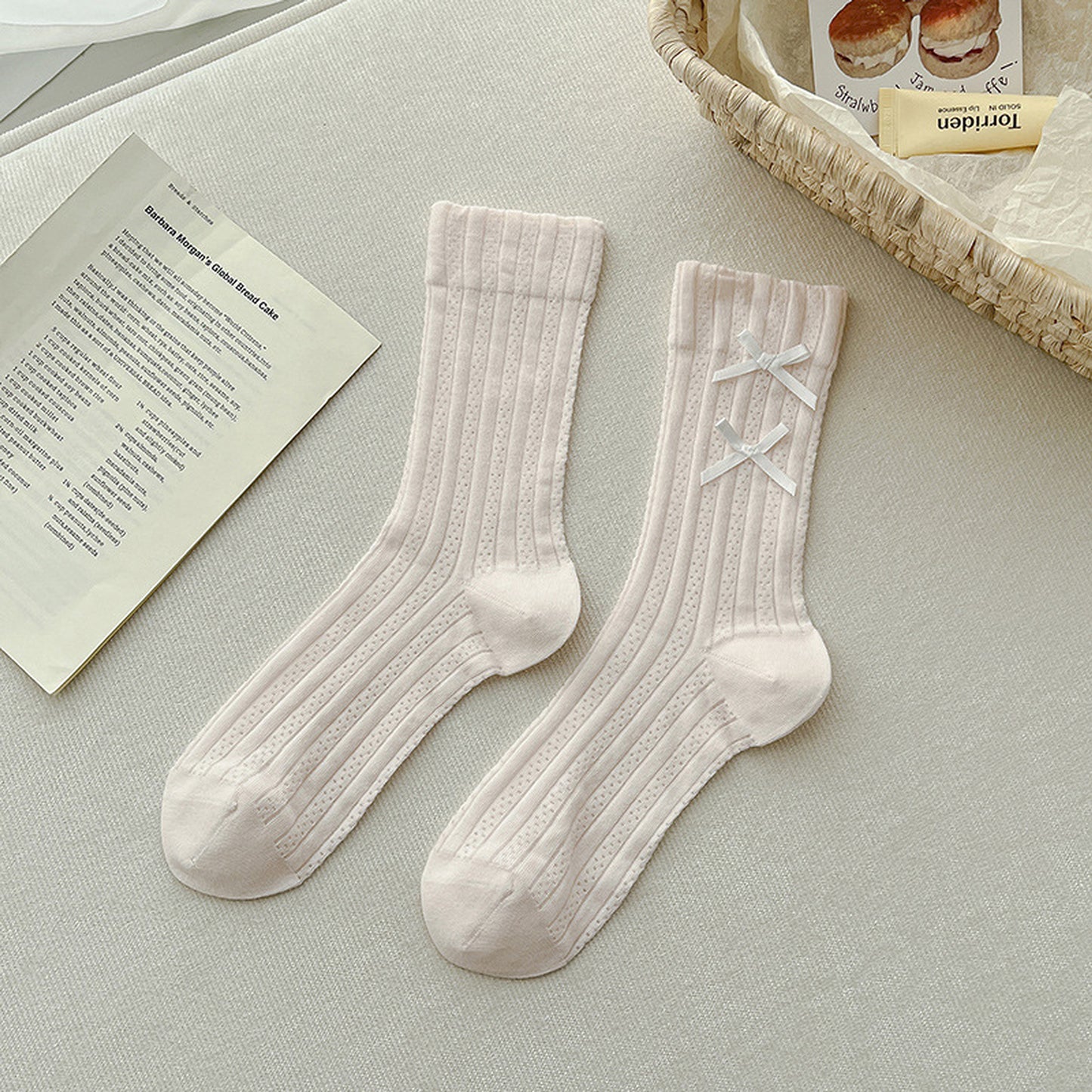 Anna-Kaci 6pk Women's Knee - High Socks with Bow Details