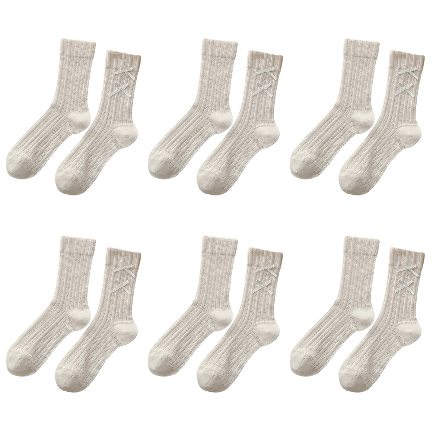 Anna-Kaci 6pk Women's Knee - High Socks with Bow Details