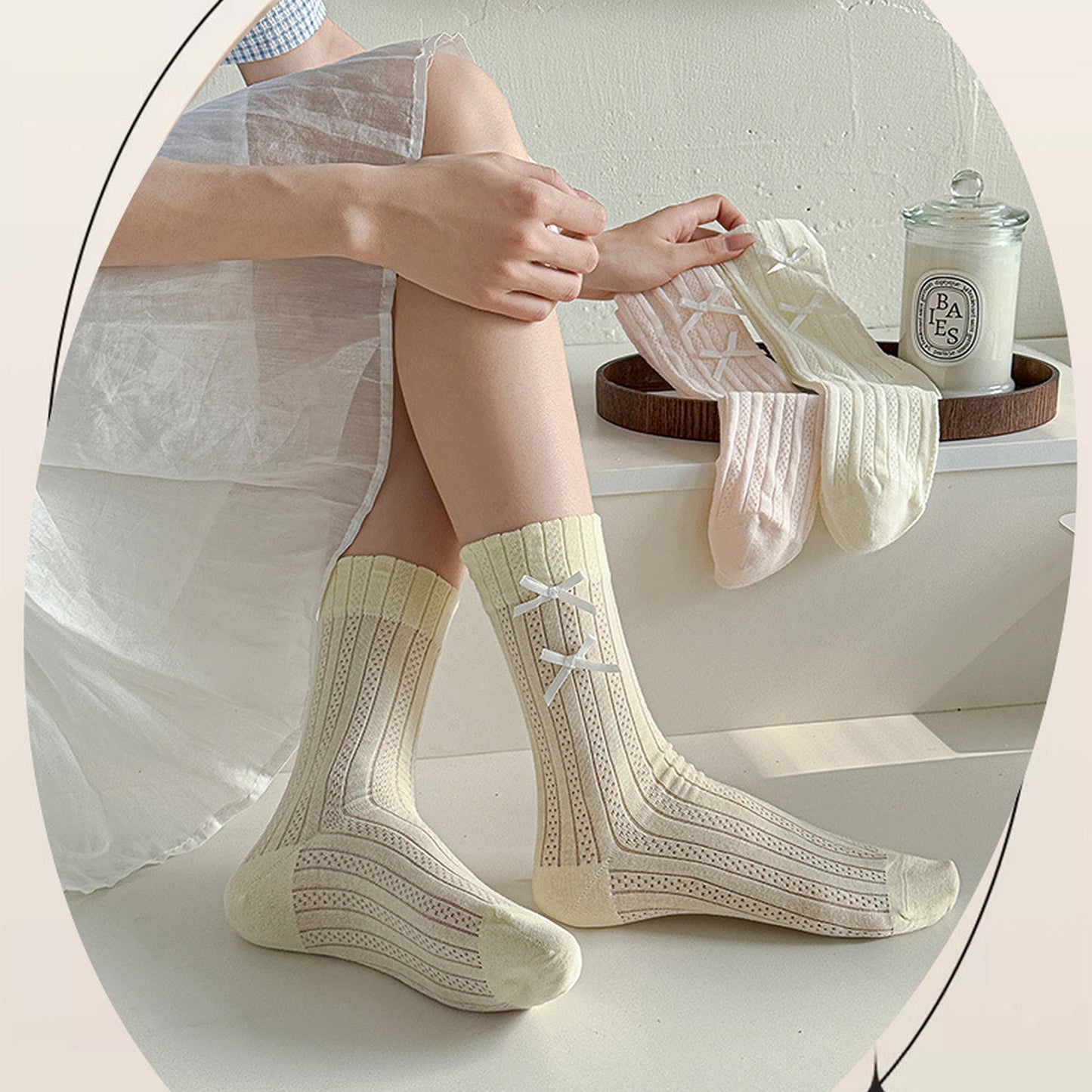 Anna-Kaci 6pk Women's Knee - High Socks with Bow Details