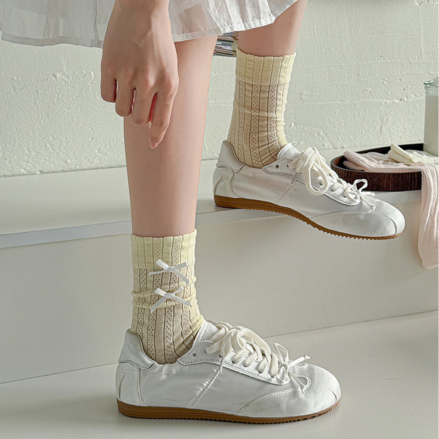 Anna-Kaci 6pk Women's Knee - High Socks with Bow Details