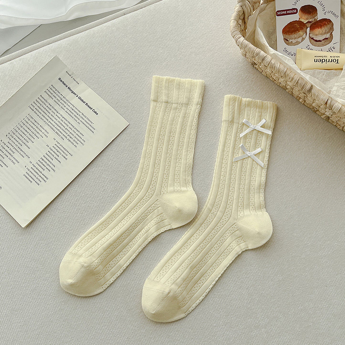 Anna-Kaci 6pk Women's Knee - High Socks with Bow Details
