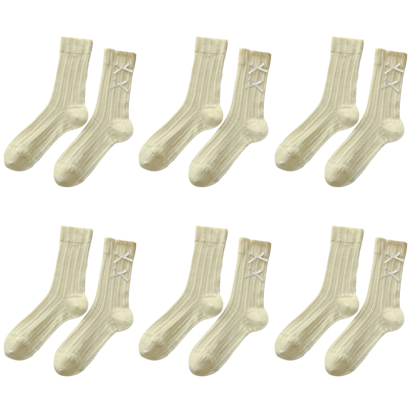 Anna-Kaci 6pk Women's Knee - High Socks with Bow Details